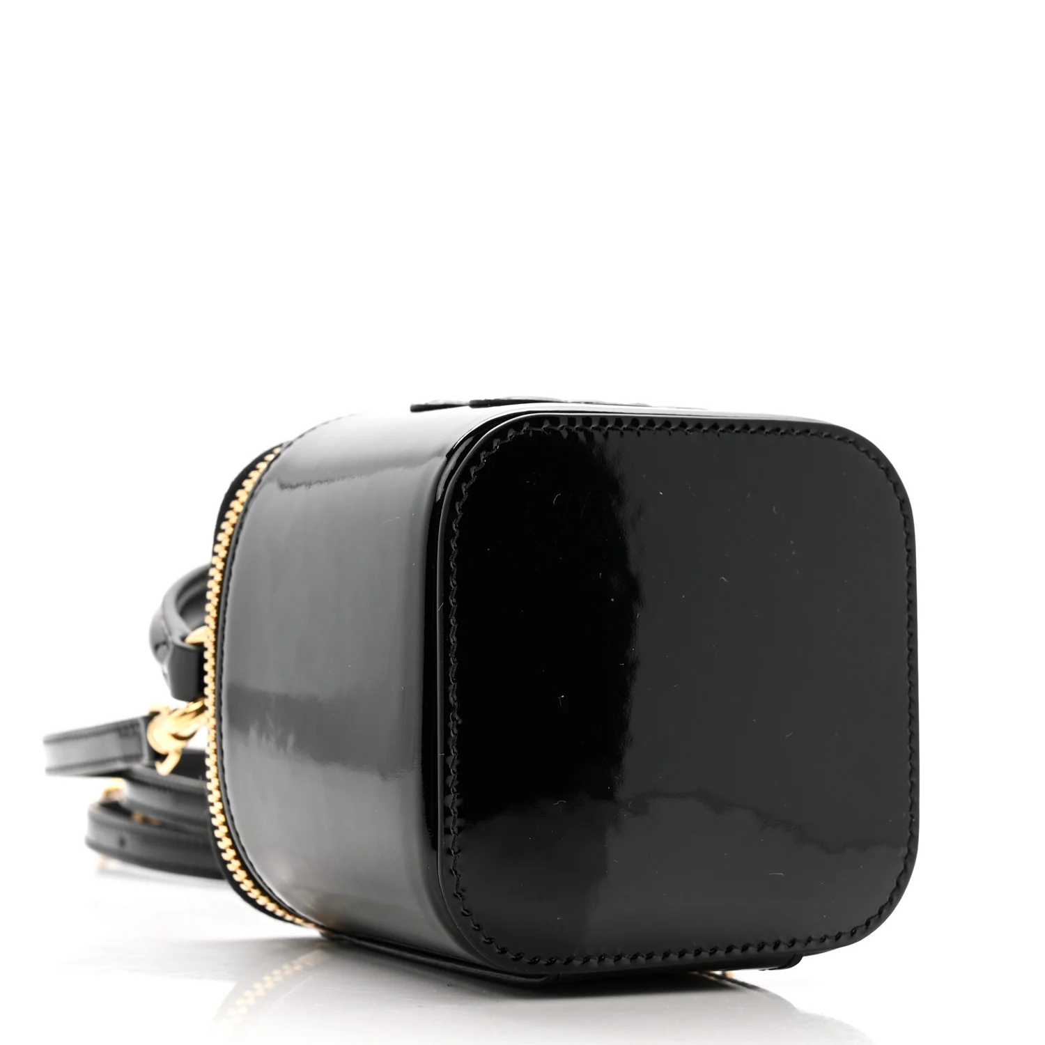 Patent Calfskin Triomphe Mini Vanity Case Black