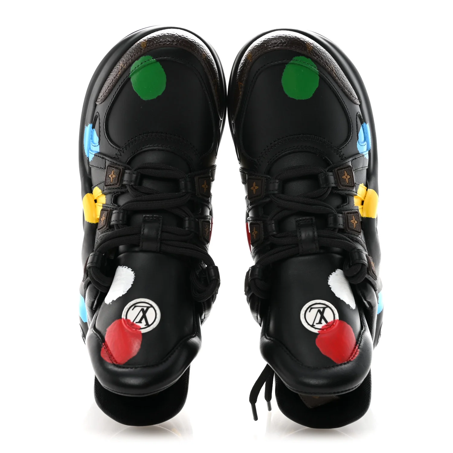 X YK Calfskin Patent Monogram Archlight Sneakers 37 Black