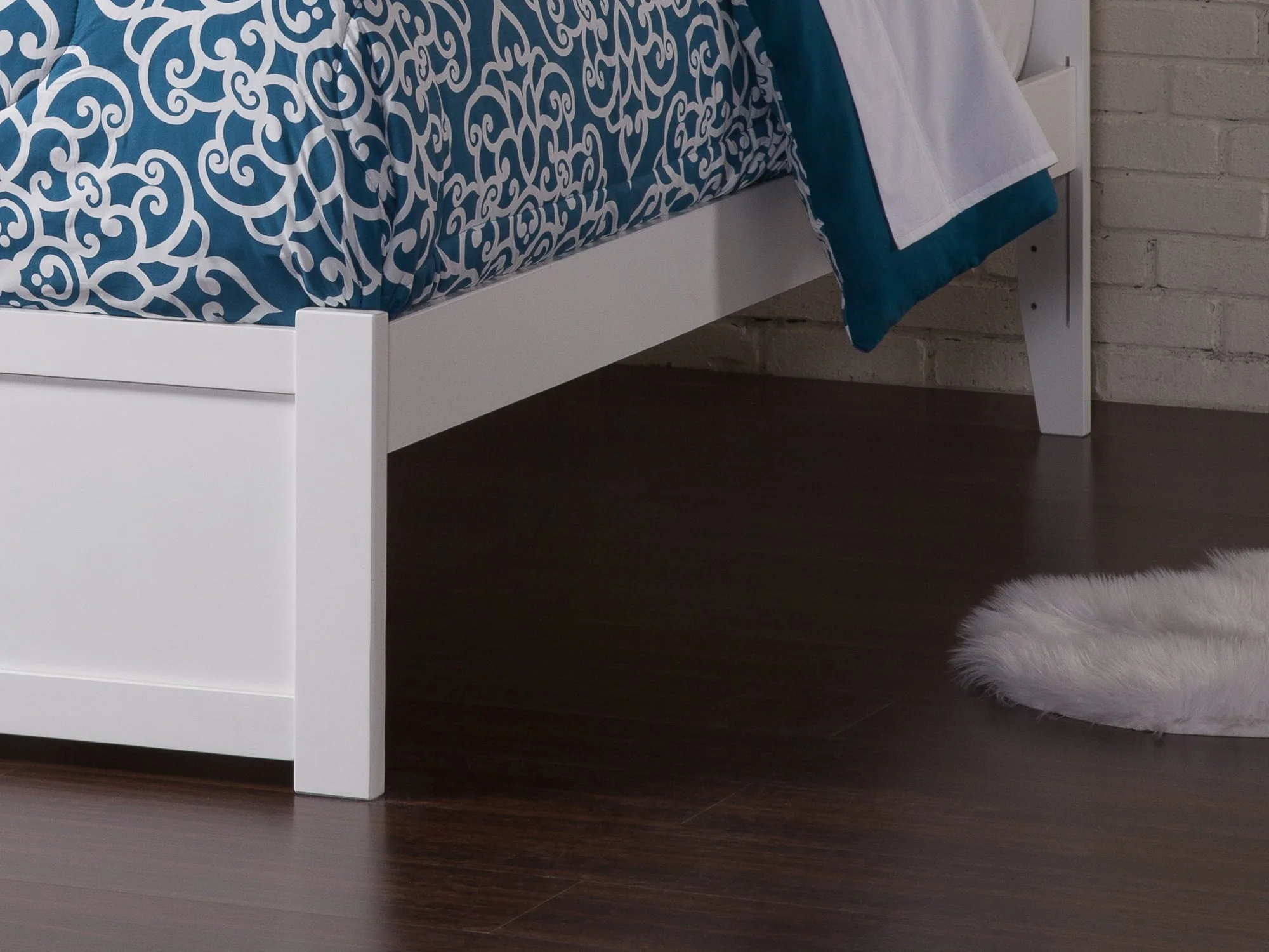 AFI Newport Full Solid Wood Platform Bed with Footboard 2 Storage Drawers in White Image 4