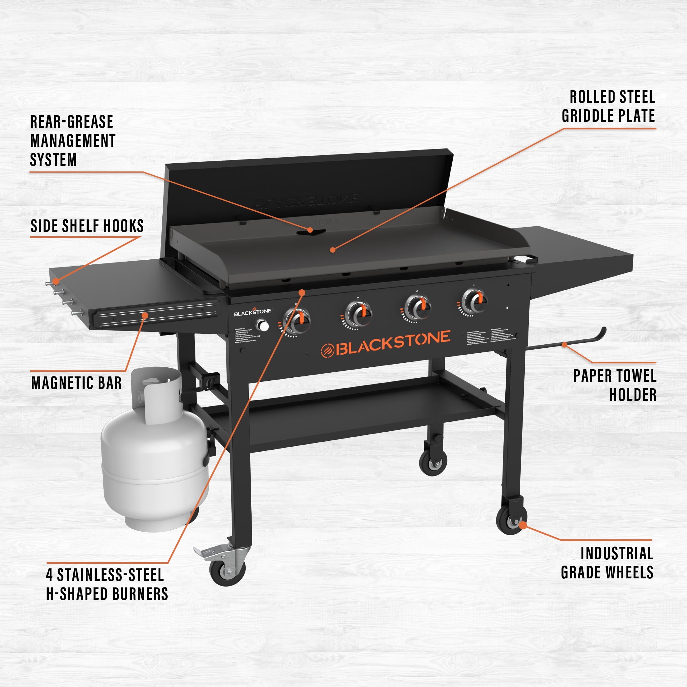 4-Burner 36 Griddle Cooking Station with Hard Cover