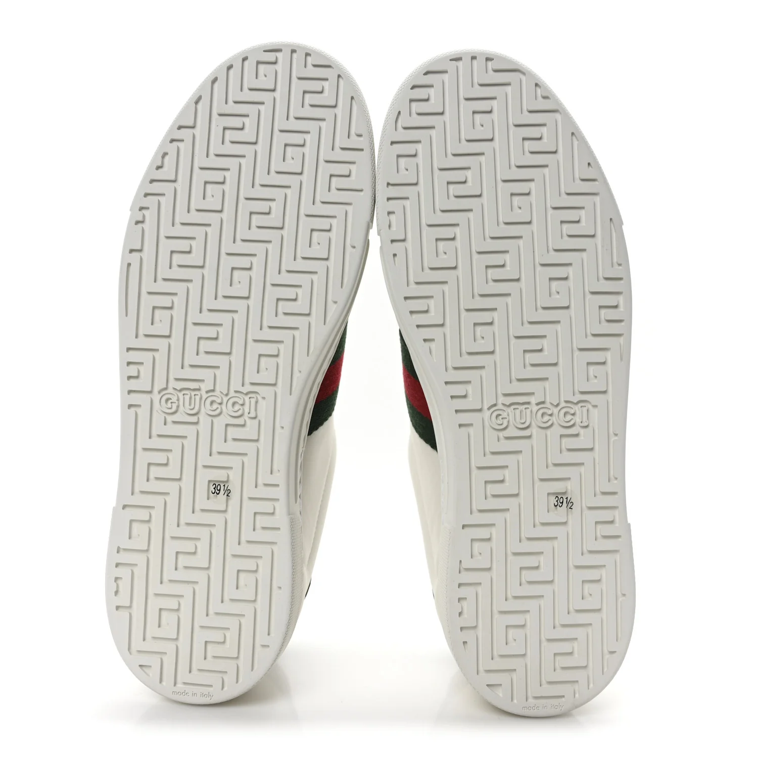Calfskin Crocodile Web Womens Ace Sneakers 39.5 White Green