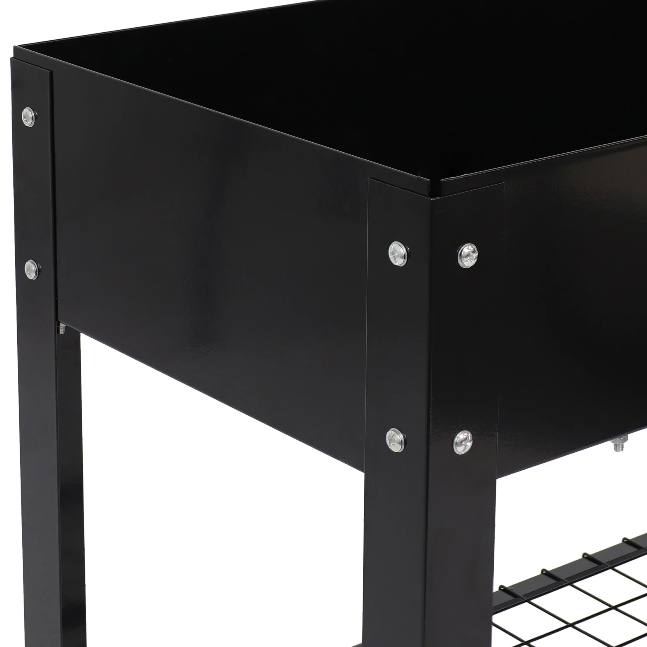 Sunnydaze 35.75 x 16 x 31.75 Black Galvanized Steel Raised Garden Bed, Set of 2