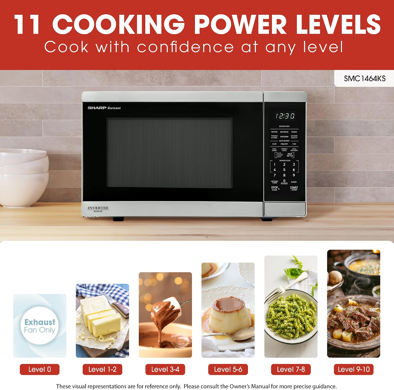 Sharp SMC1464KS 1.4 cu1100W Stainless Steel Countertop Microwave Oven