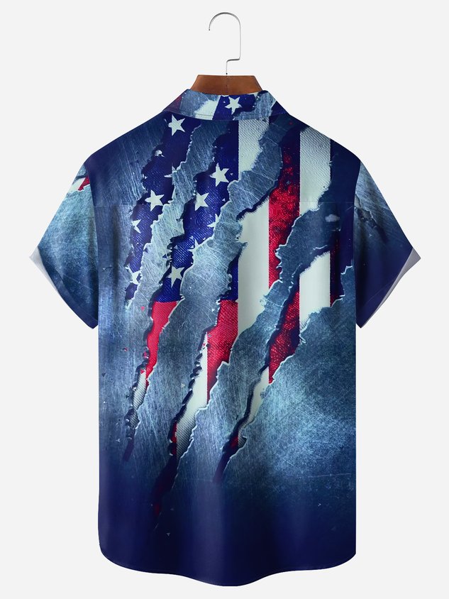 Chemise décontractée à manches courtes avec poche poitrine et drapeau Bigfoot