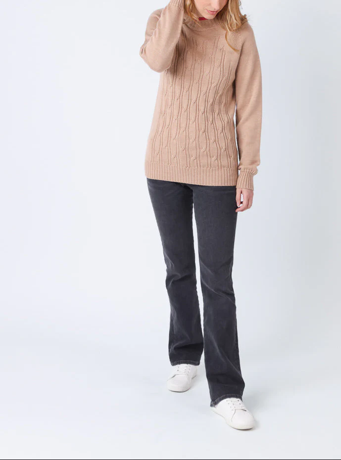 Pull femme en laine mérinos beige chaud