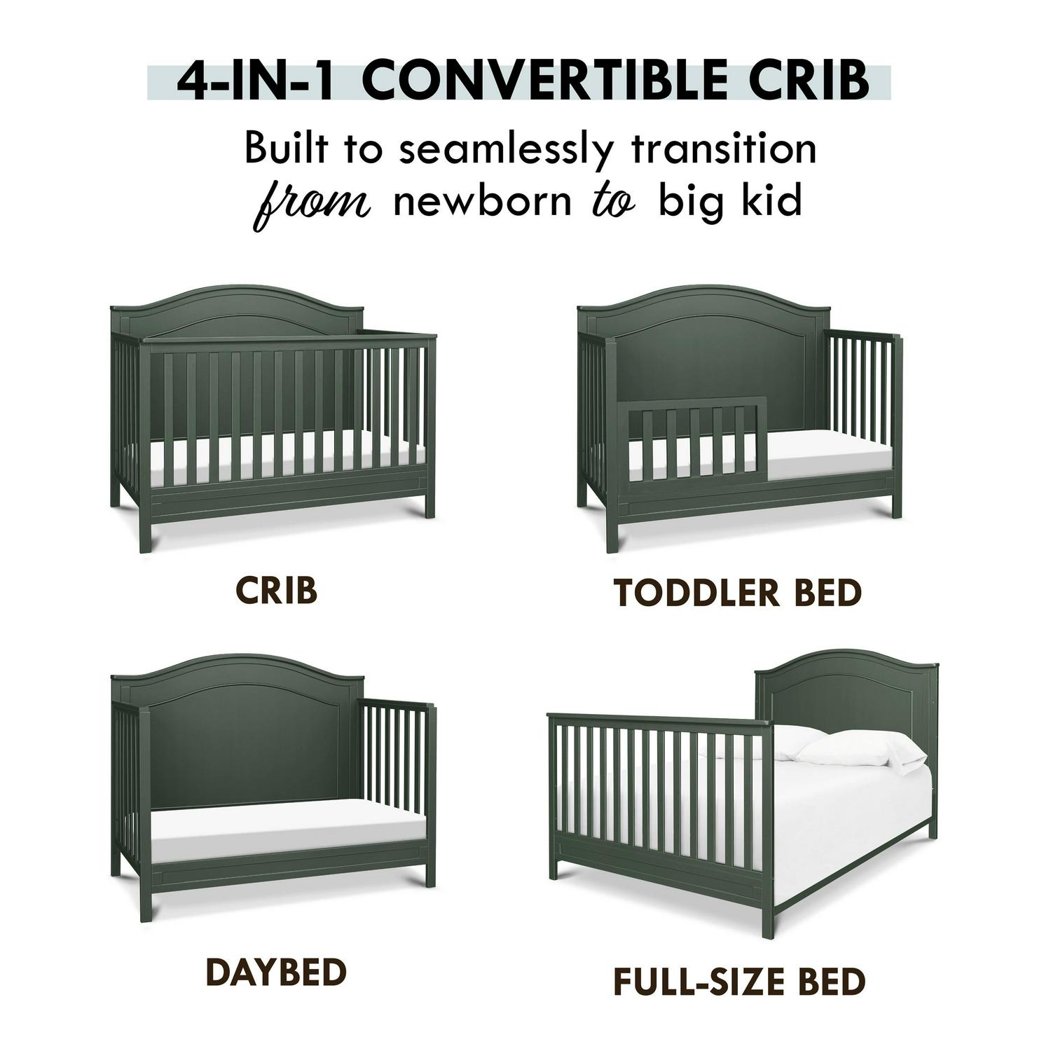 Charlie 4-in-1 Convertible Crib. Greenguard Gold Certified. Forest Green - Image 8