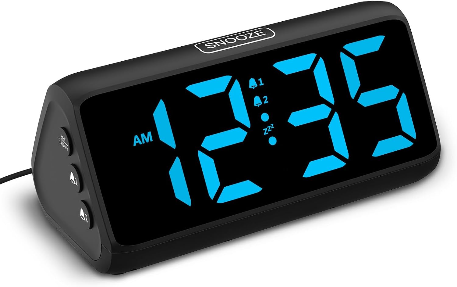 Netzu Digital Alarm Clocks for Bedrooms, Loud Alarm Clock with Dual Alarms, Bold Digits, 5 Brightness Levels, 4 Volume Levels, Snooze, Bedside Clock for Deep Sleepers, Kids, Teens, Seniors, Plug-in Clock, Easy to Set