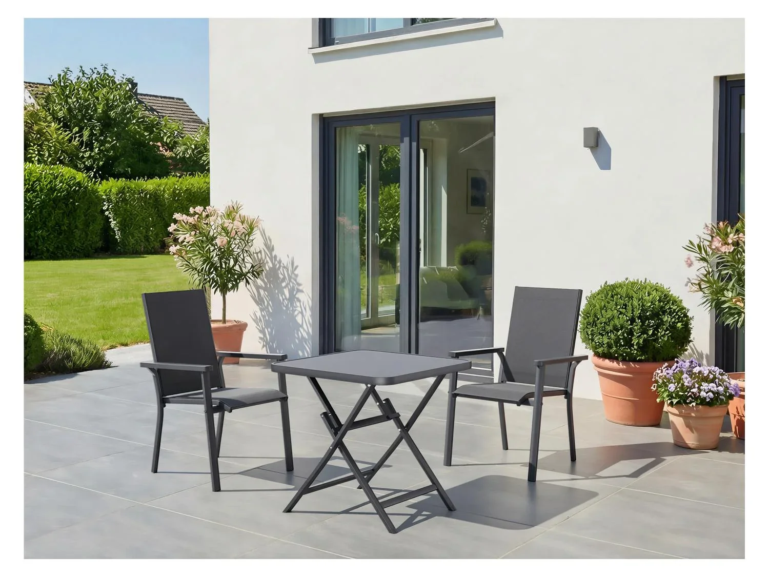LIVARNO Table de jardin + Lot de 2 fauteuils Houston