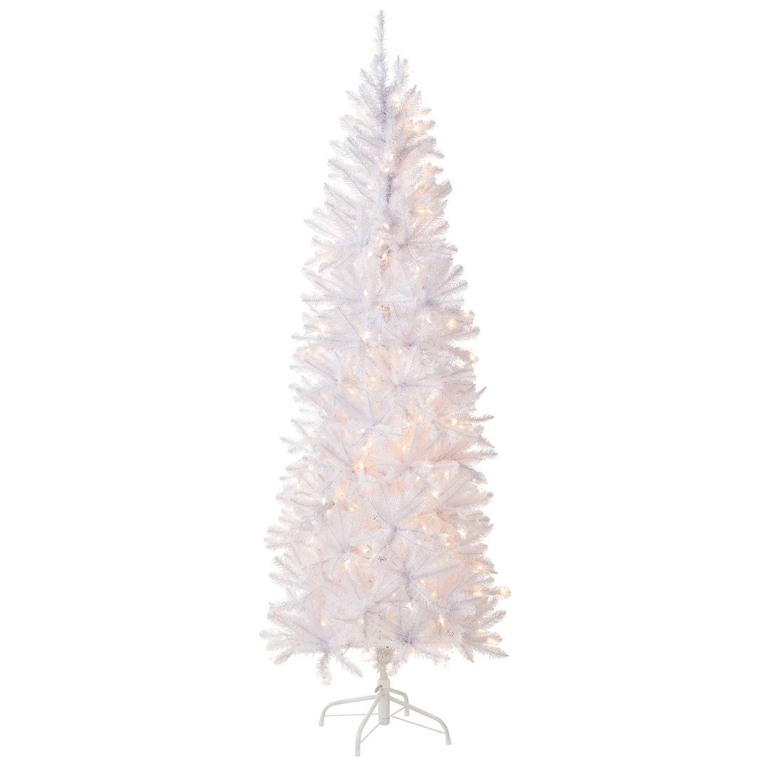 Kingswood Fir Slender White Realistic Artificial Fir Christmas Tree with Lights Andover Mills Size: 6.5'