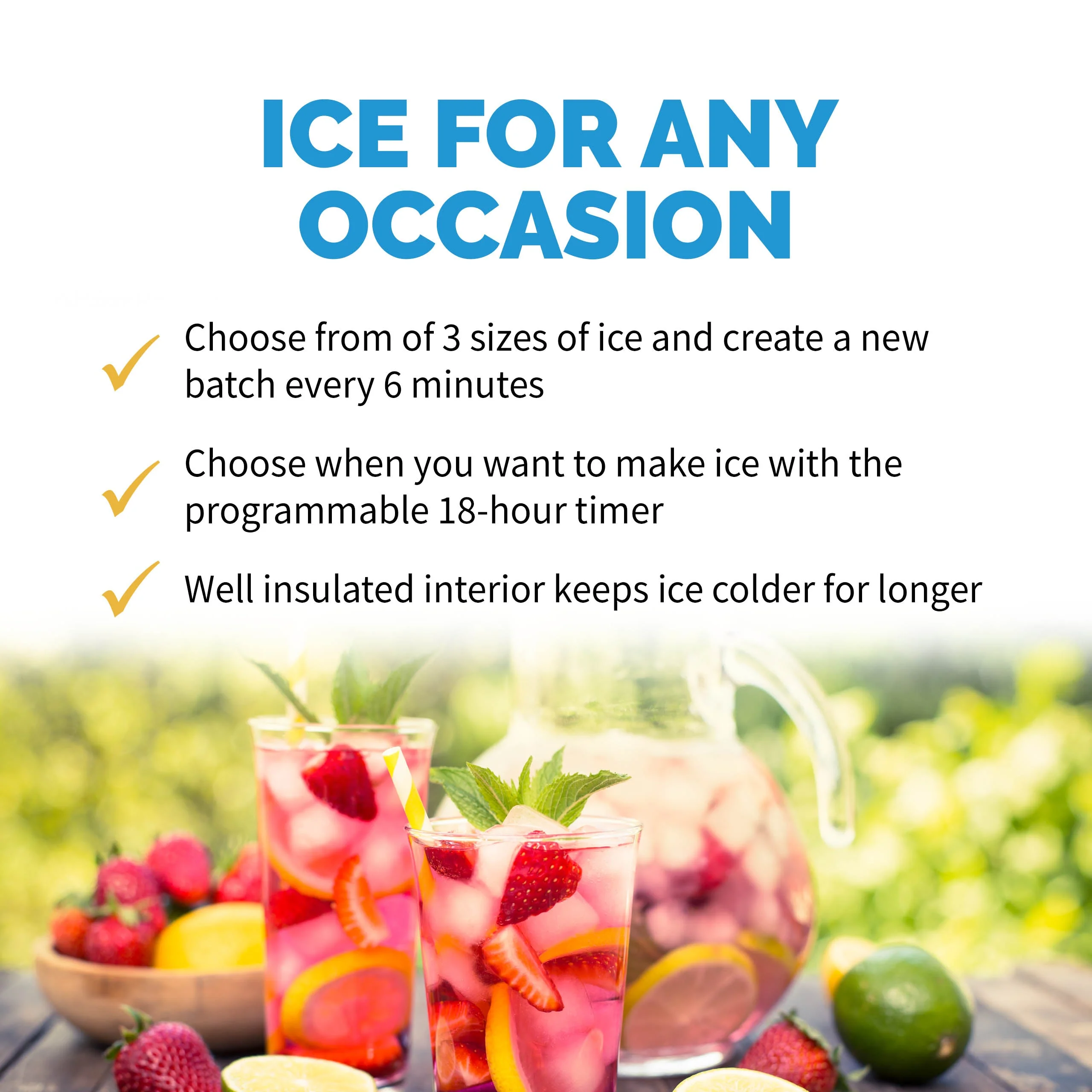 Newair Countertop Ice Maker. Bullet Ice, 50 lbs/day - Red