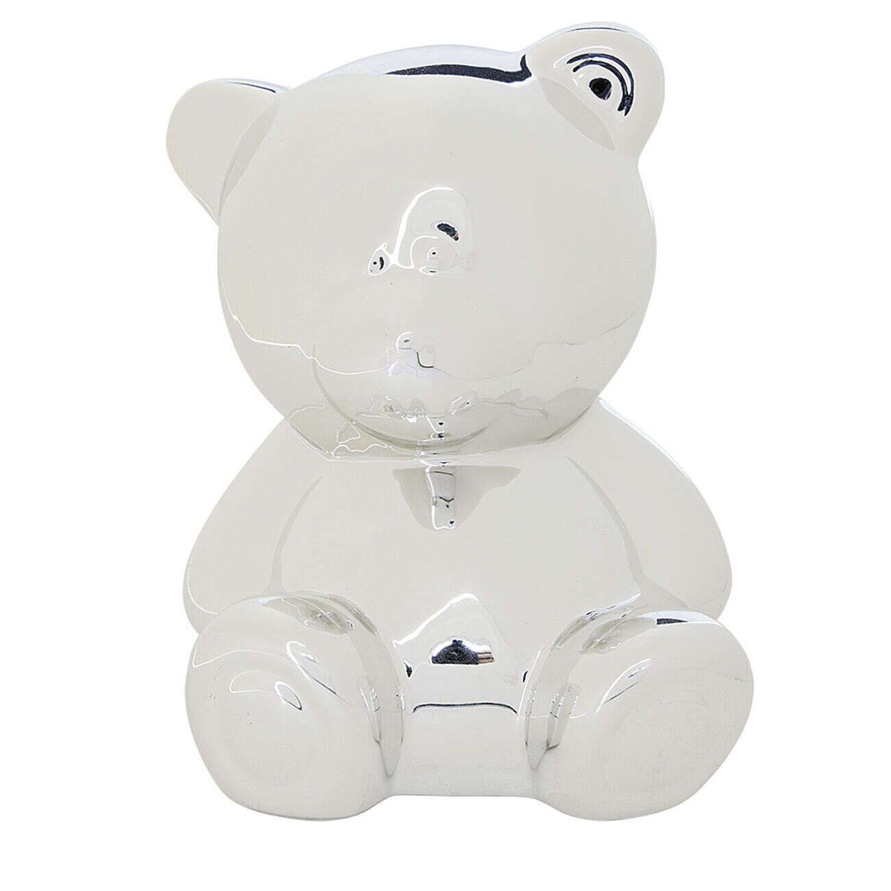 Tirelire forme ours métallisé en céramique H10,5cm