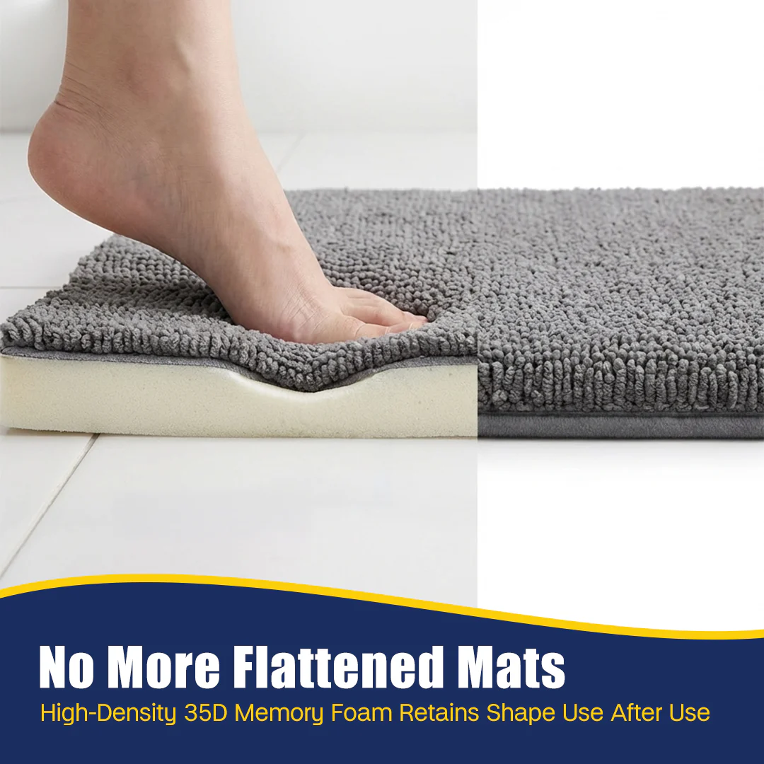 Muddy Mat® CloudStep Bathroom Rugs 2 Piece Set, Non Slip Bath Mats for Bathroom, Absorbent Memory Foam Chenille, Machine Washable Quick Dry Toilet Rug Set, 20