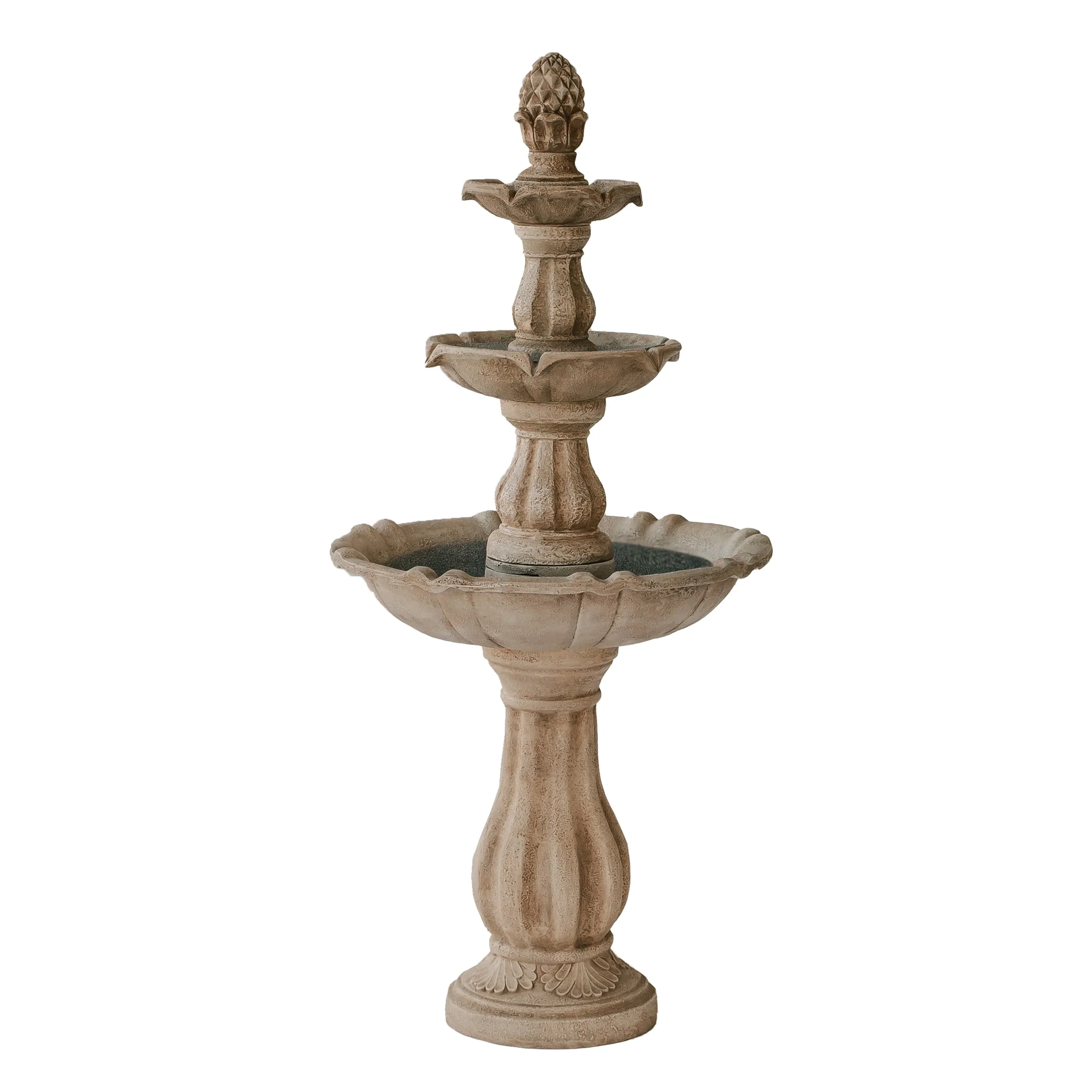 XBrand 51H Fiber Resin Beige 3-Tier Freestanding Waterfall Fountain, Outdoor Garden, Yard, Lawn, Porch Décor