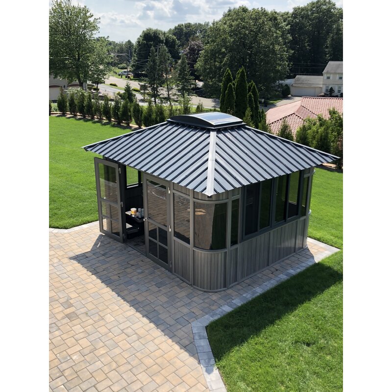 Gazebo de patio en aluminium Colorado, 4,11 m de largeur x 3,51 m de profondeur