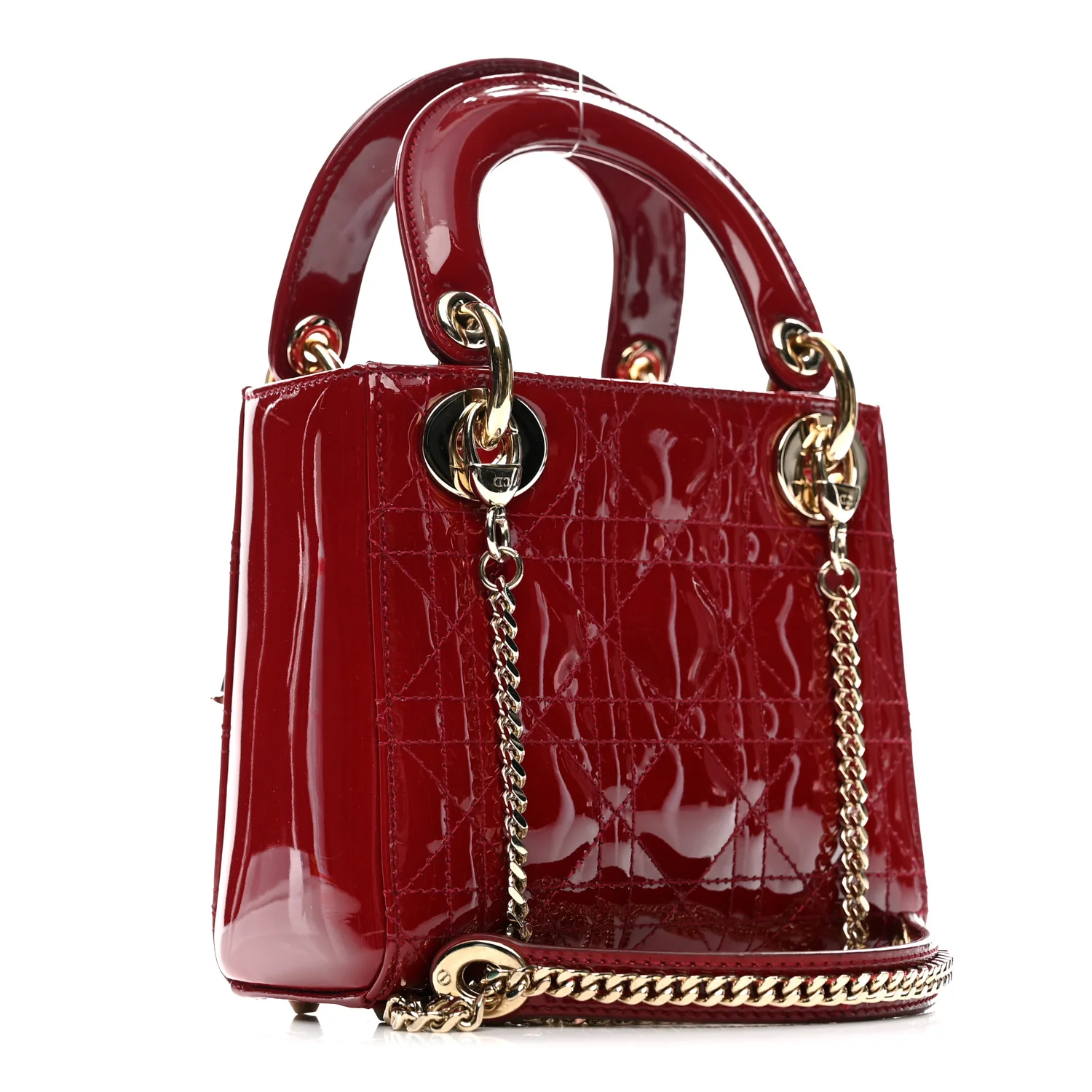 Patent Cannage Mini Lady Dior Red