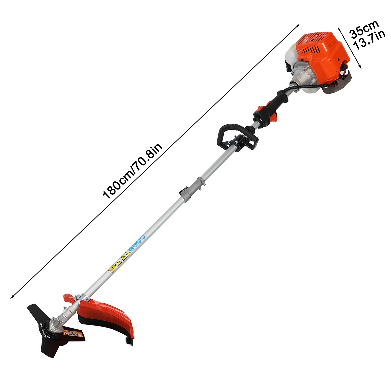 Gas Weed Eater 52cc, Powerful 2-Stroke Engine Weed Wacker with Multi-Function Attachments, 9500rpm Gas Powered Brush Cutter, Orange, for Lawn Garden(Orange 5 in 1) - Image 2