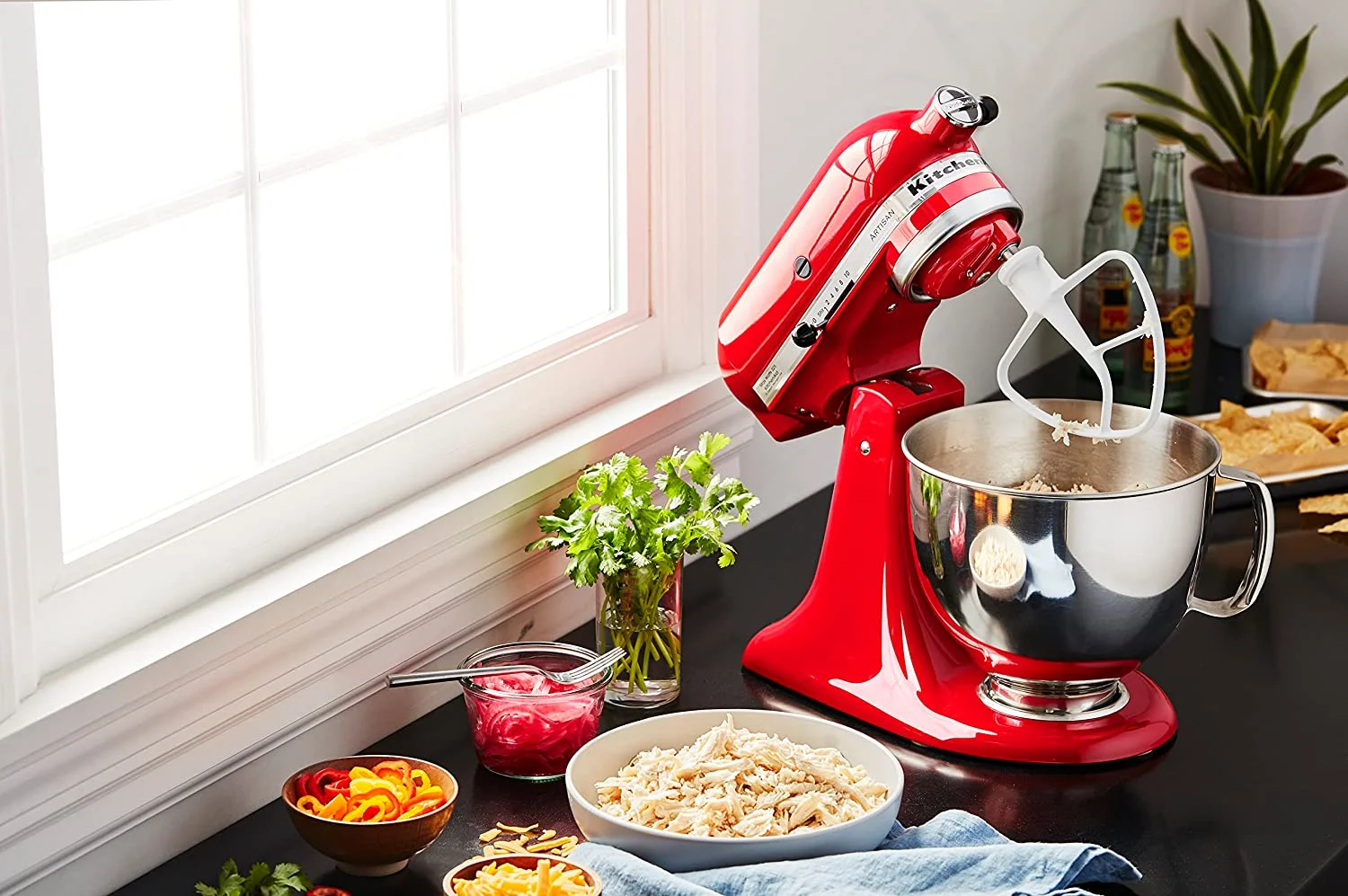 Artisan Series Tilt Head 5 qt Stand Mixer, Passion Red with Flat Beater, Dough Hook, Whip(Passion Red) - Image 6