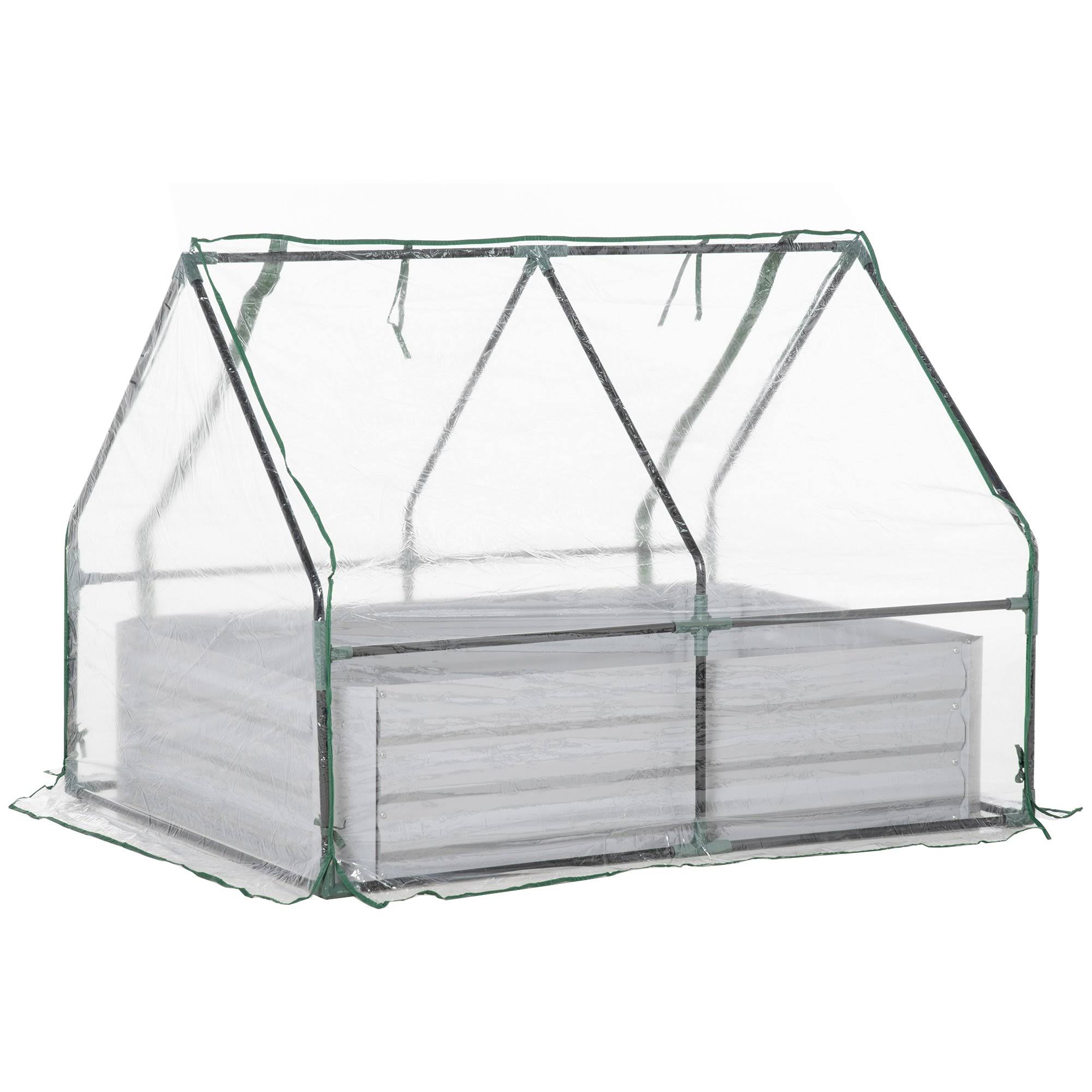 Outsunny Raised Garden Bed with Cover, Mini Greenhouse, Clear