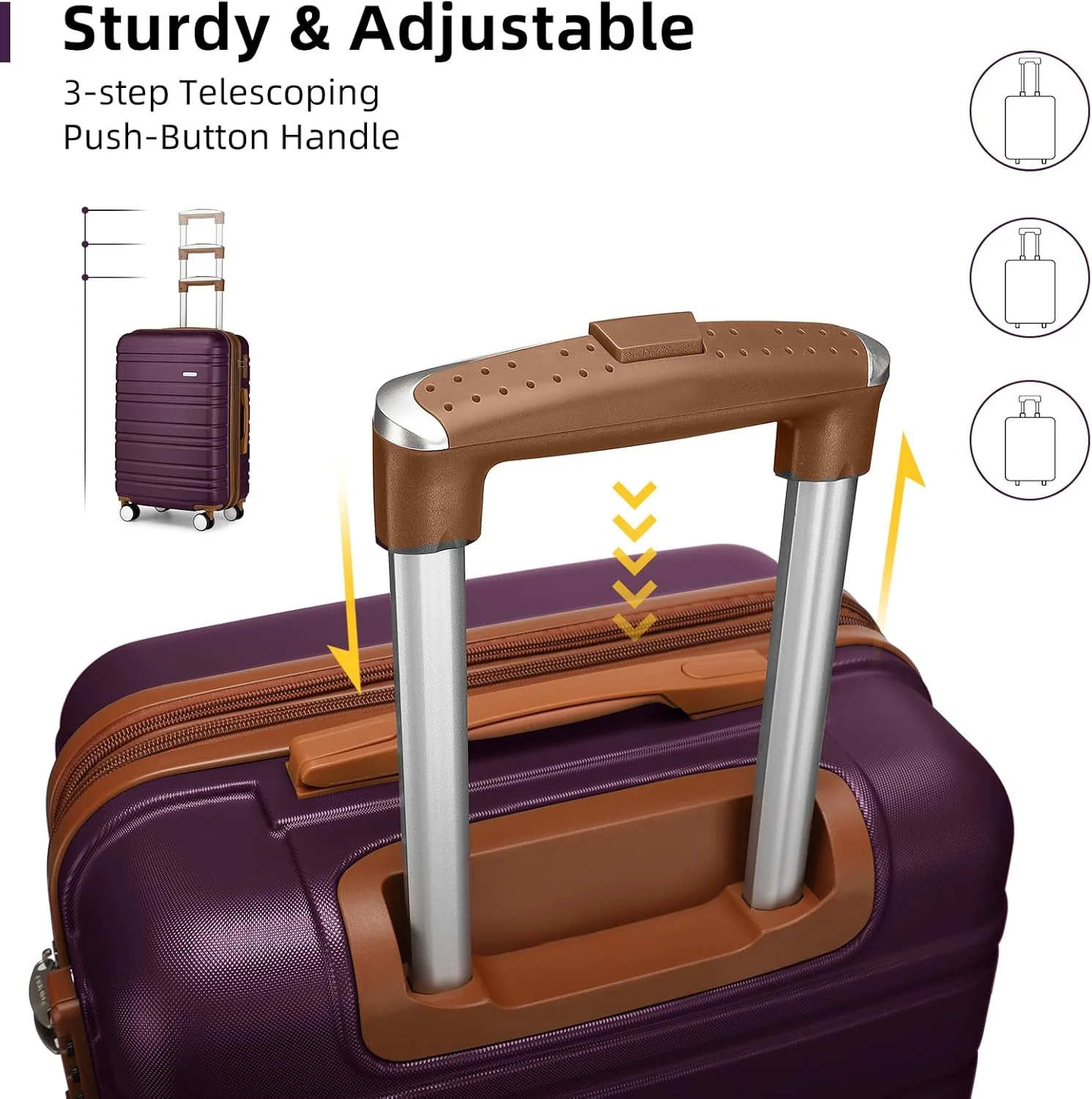 Ensemble de 6 valises, ensemble de valises rigides extensibles avec roulettes multidirectionnelles, ensemble de bagages à roulettes légers