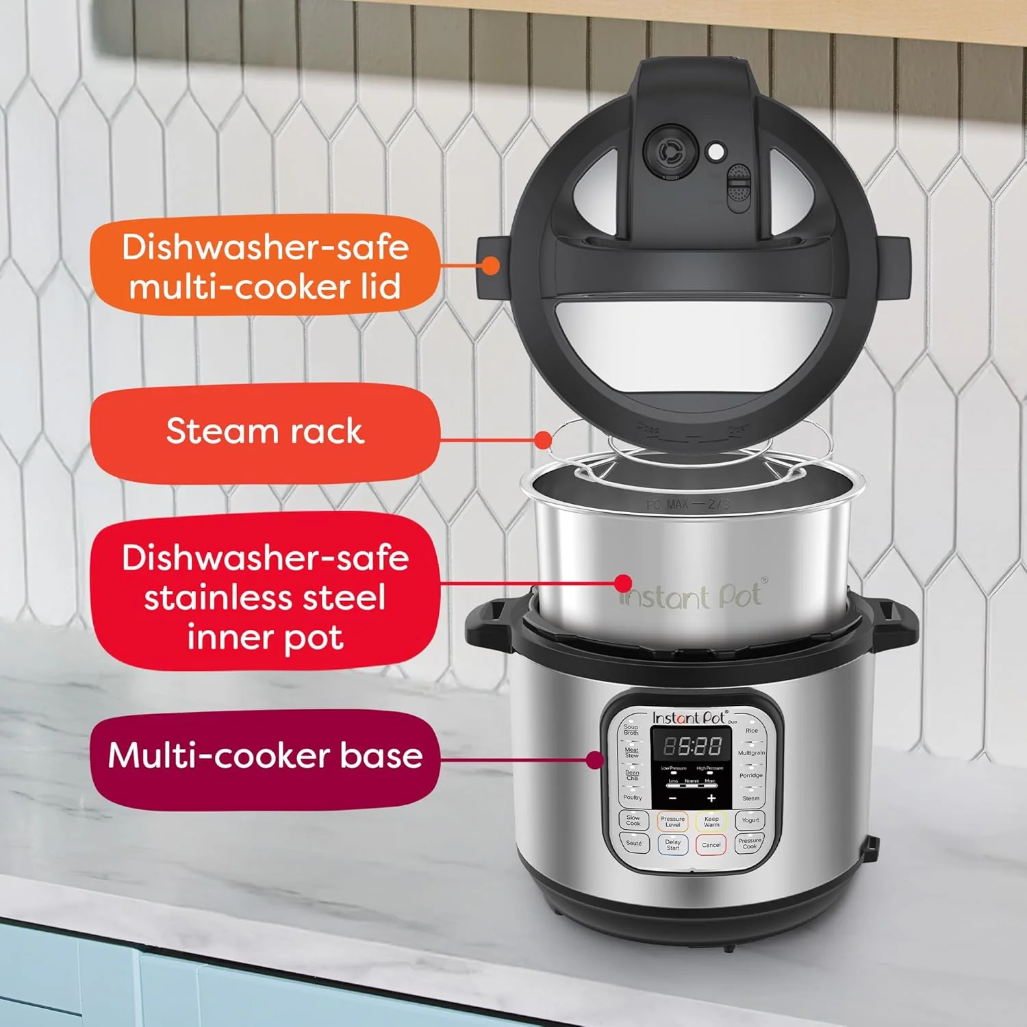Instant Pot Duo 7 en 1 : autocuiseur électrique, mijoteuse, cuiseur à riz, cuiseur vapeur, sauteuse, yaourtière, chauffe-plat et stérilisateur