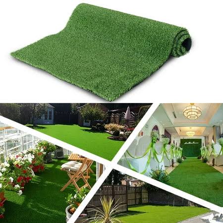 Goasis Lawn Artificial Grass Turf, 0.8 inch Pile Height Artificial Grass Rug 3'x7' for Indoor/Outdoor Garden Lawn, Size: 3' x 7', Green