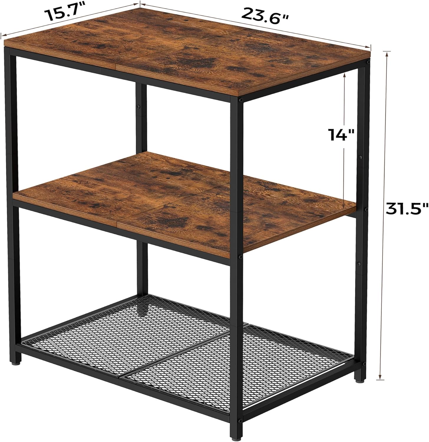 Homleke Kitchen Island with 3 Shelves, Workbench, Metal Frame