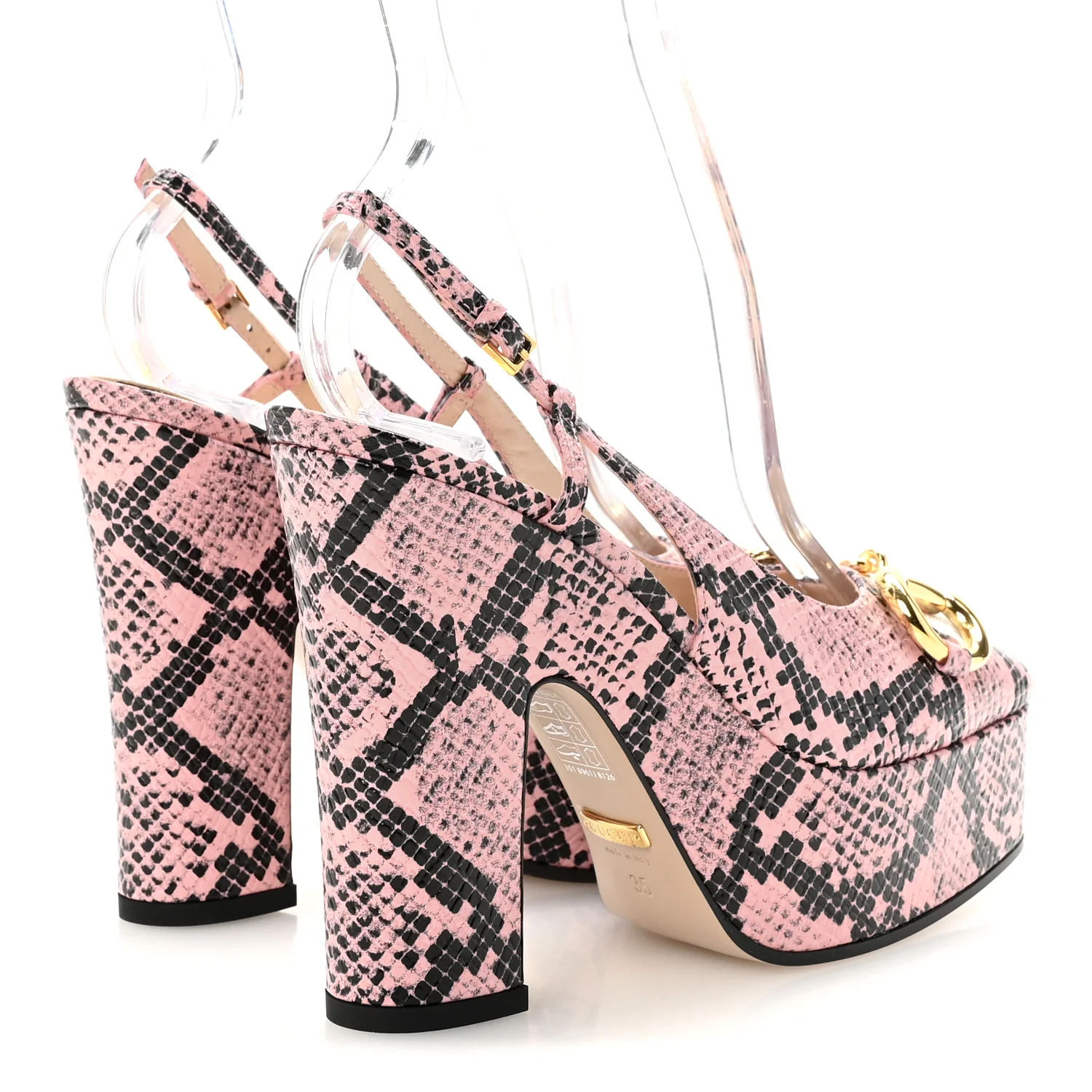 Calfskin Python Print Horsebit Platform 35/120mm Slingback Pumps 35 Wild Rose