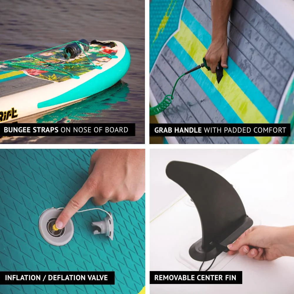 Drift Aero Inflatable Stand Up Paddle Board SUP Paddle Board Accessories, Including Pump, Paddle, and More Classic Woodgrain, Adult, 10'8" Image 7