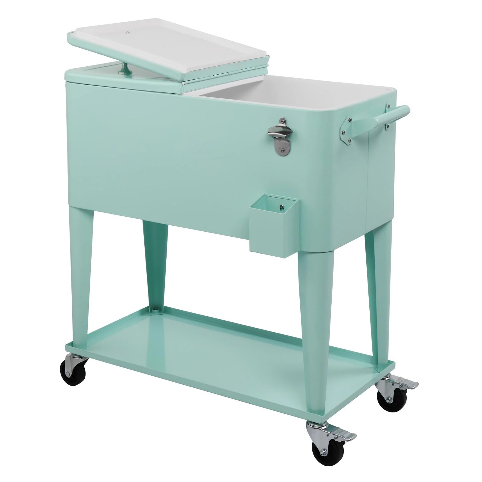 SalonMore Rolling Cooler 80QT Frozen Warm Function with Shelf Green Image 2