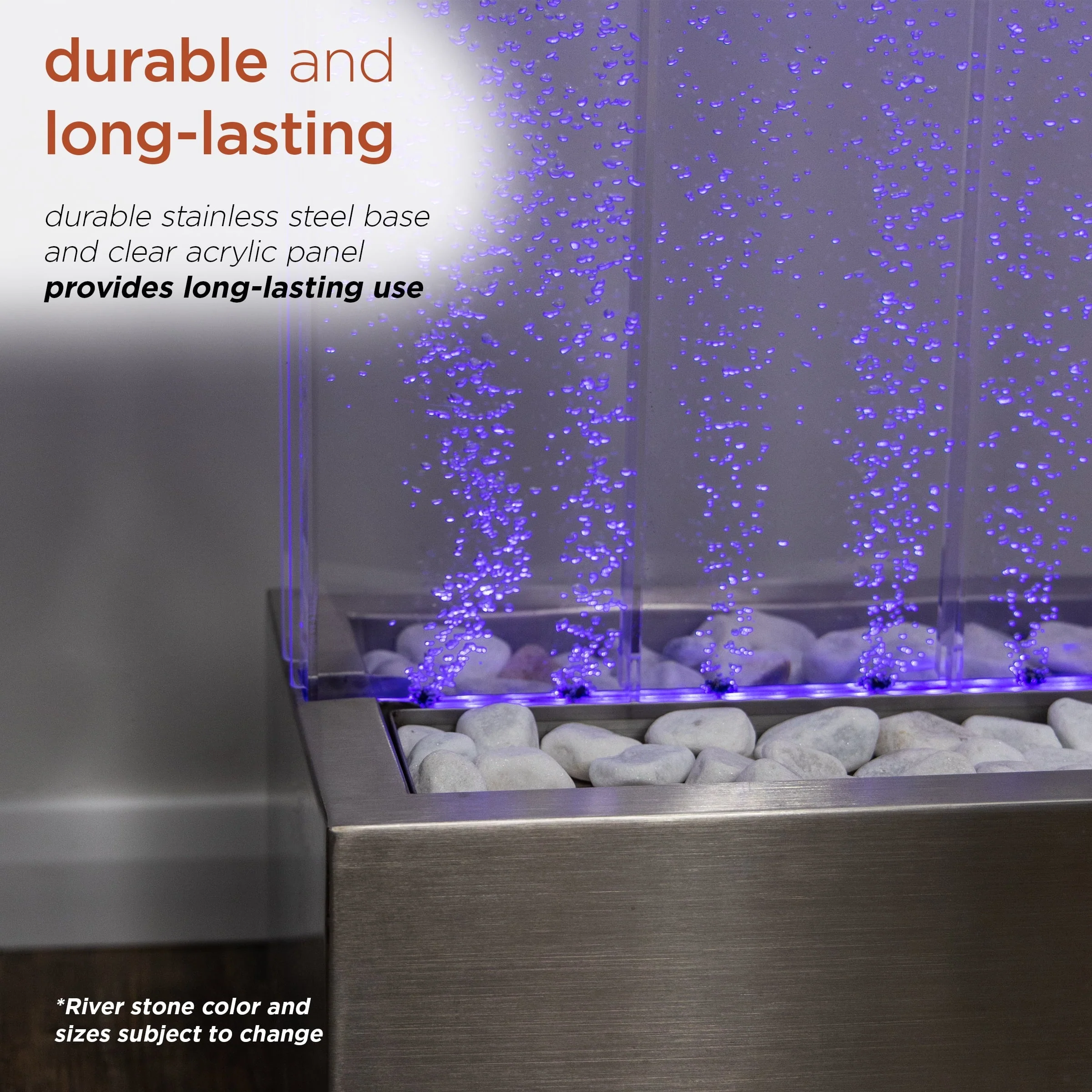 72"H Indoor Acrylic Bubble Wall Corded Electric Fountain(Black) Image 7