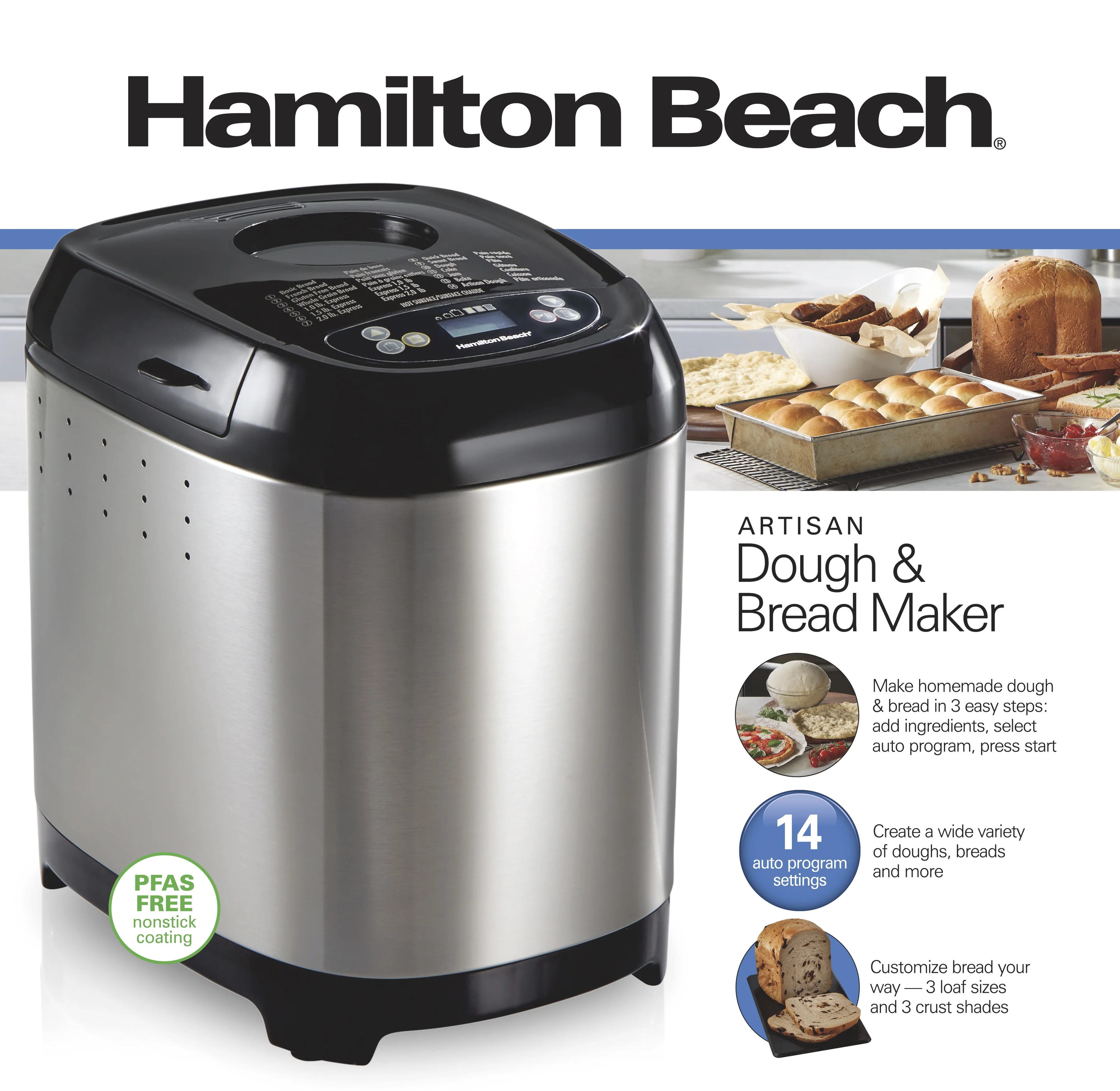 2 lb Bread Maker Machine, Artisan Dough Bread Maker with 14 Settings, Black Stainless Steel(Black) - Image 10