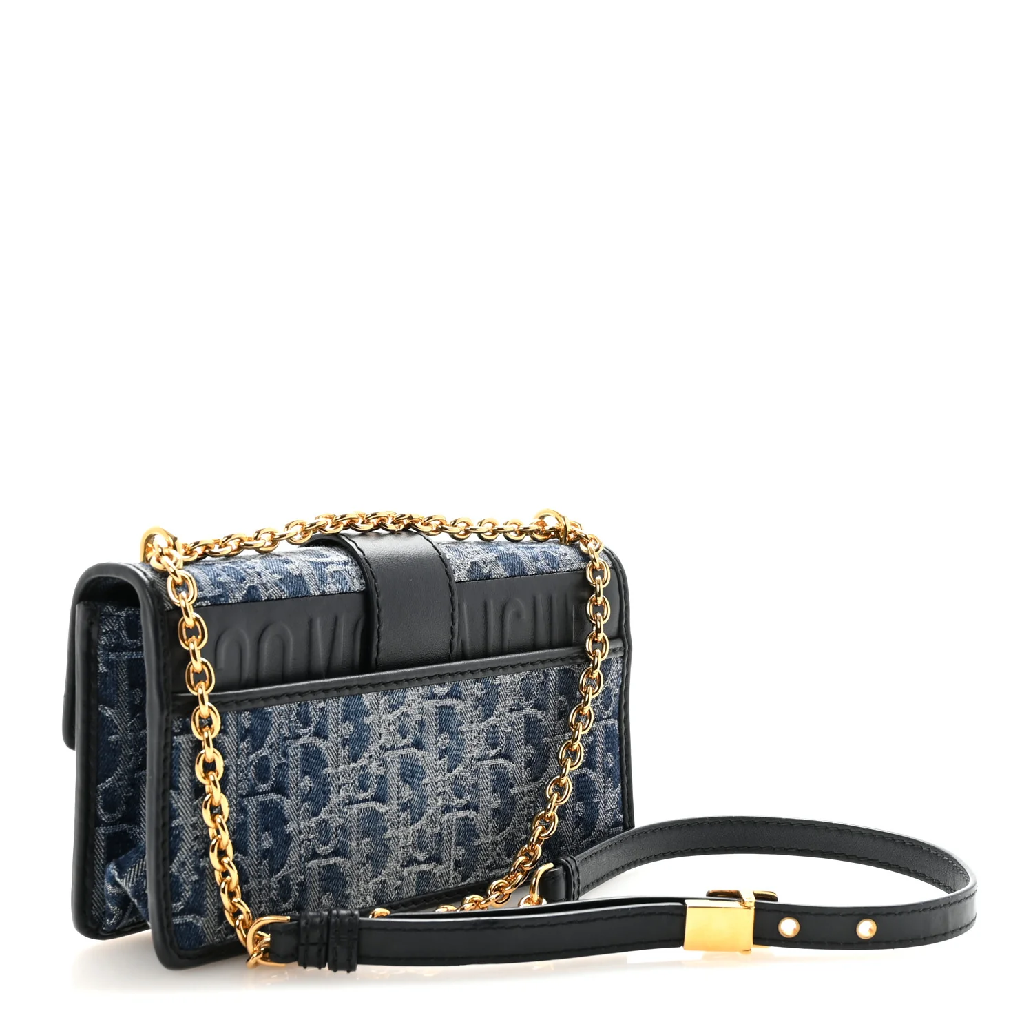 Denim Oblique 30 Montaigne East West Chain Flap Bag