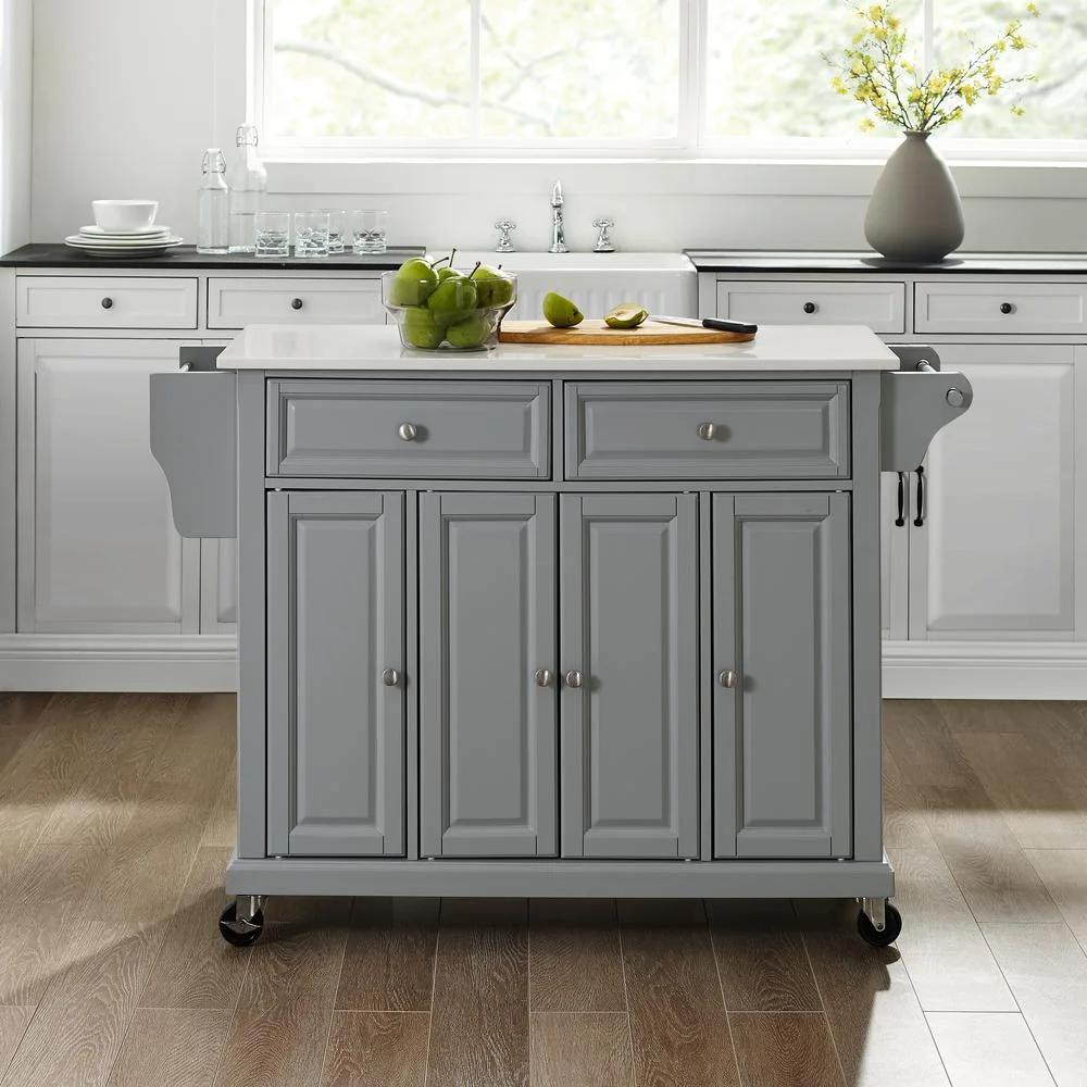 Full Size Kitchen Cart-Finish:Gray,Style:Granite Top/White - Image 10