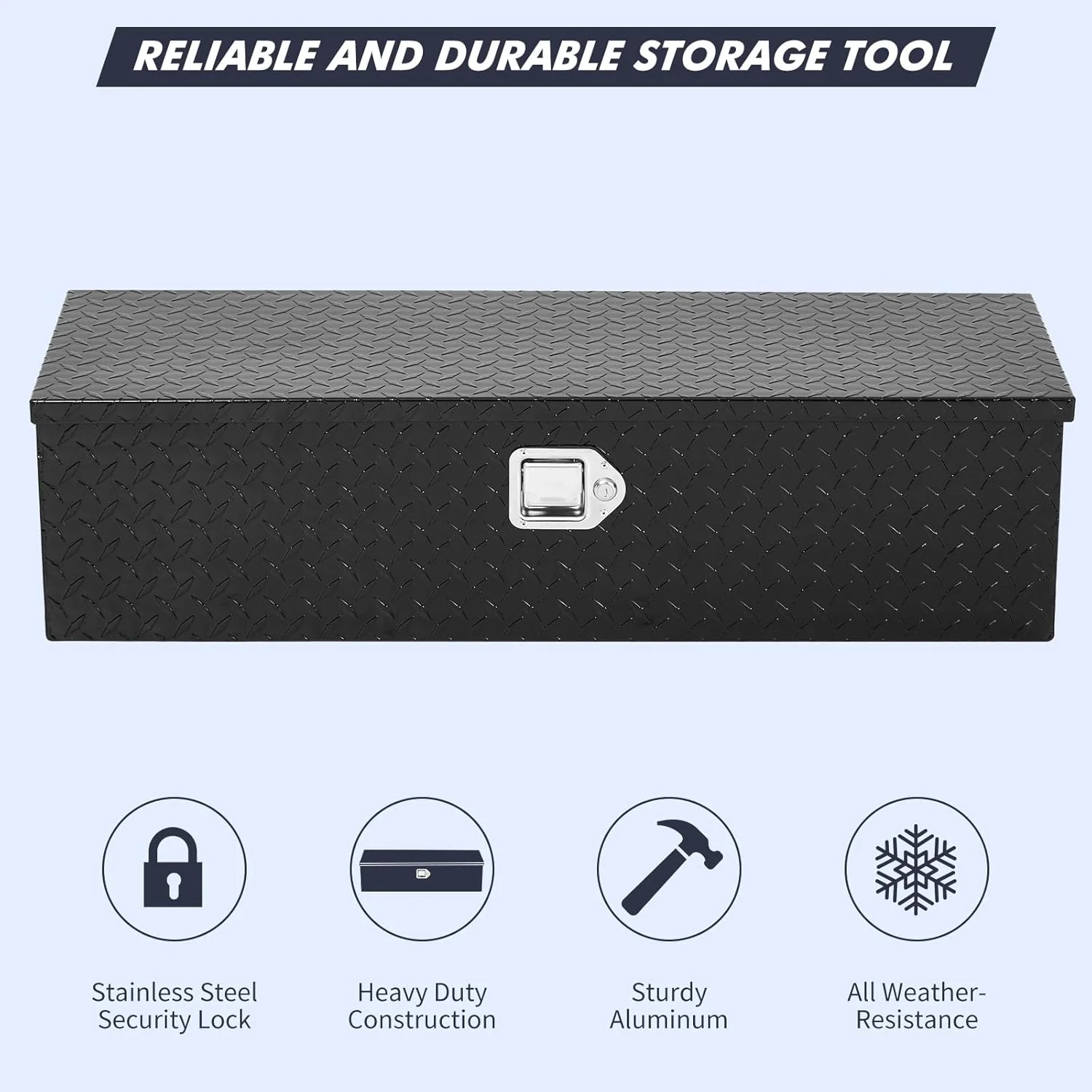 48" Aluminum Truck Tool Box for Pickup Truck Bed RV Toolbox, Heavy Duty Tool Storage Box, Waterproof Storage Organizer Chest with Handle and Lock, 48"x15"x15"(Silver) - Image 9