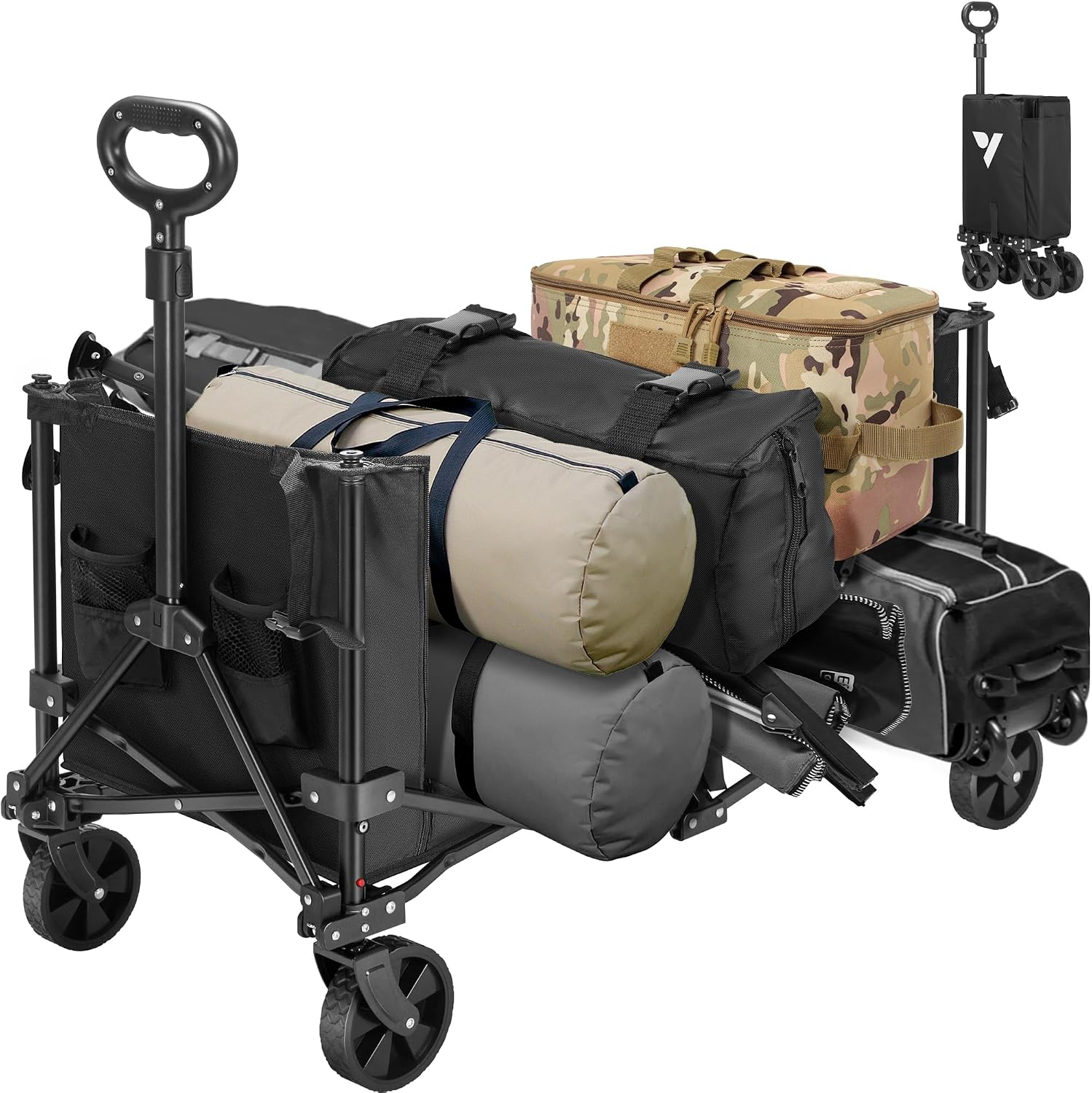 VIVOSUN Heavy-Duty Steel Garden Cart, 400-Pound Capacity, Steel Utility Garden Wagon with Removable Sides, 8