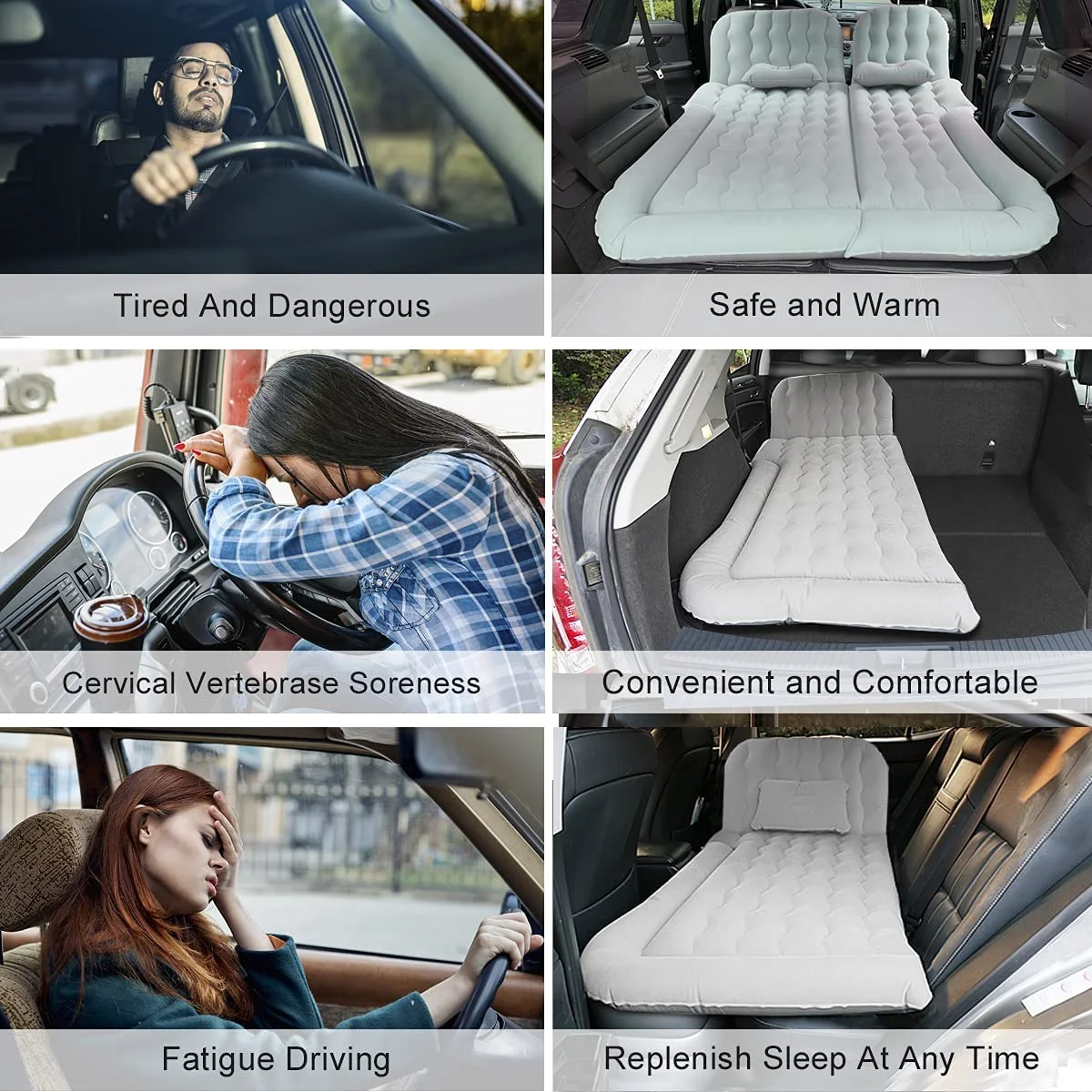 3 in 1 SUV Air Matterss | Car Mattress with Electric Air Pump-2 Support Fillers 2 Pillows Fits SUV|MPV|Minivan for Road Trip Camping Black(Black Suv Mattress) - Image 10