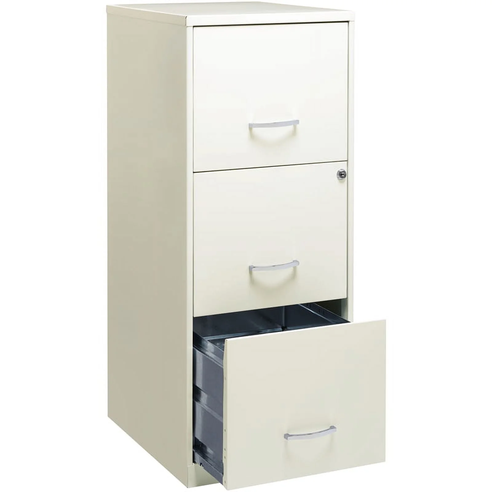 3 Drawer Vertical Metal File Cabinet with Lock Pearl White - Image 7