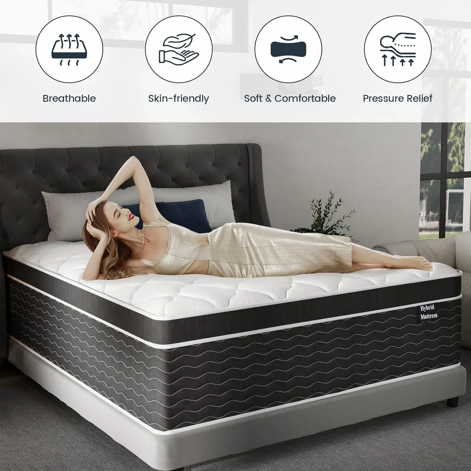 Full Size Mattress, 10 Inch Full Size Mattress in a Box, Medium Plush Hybrid Mattress