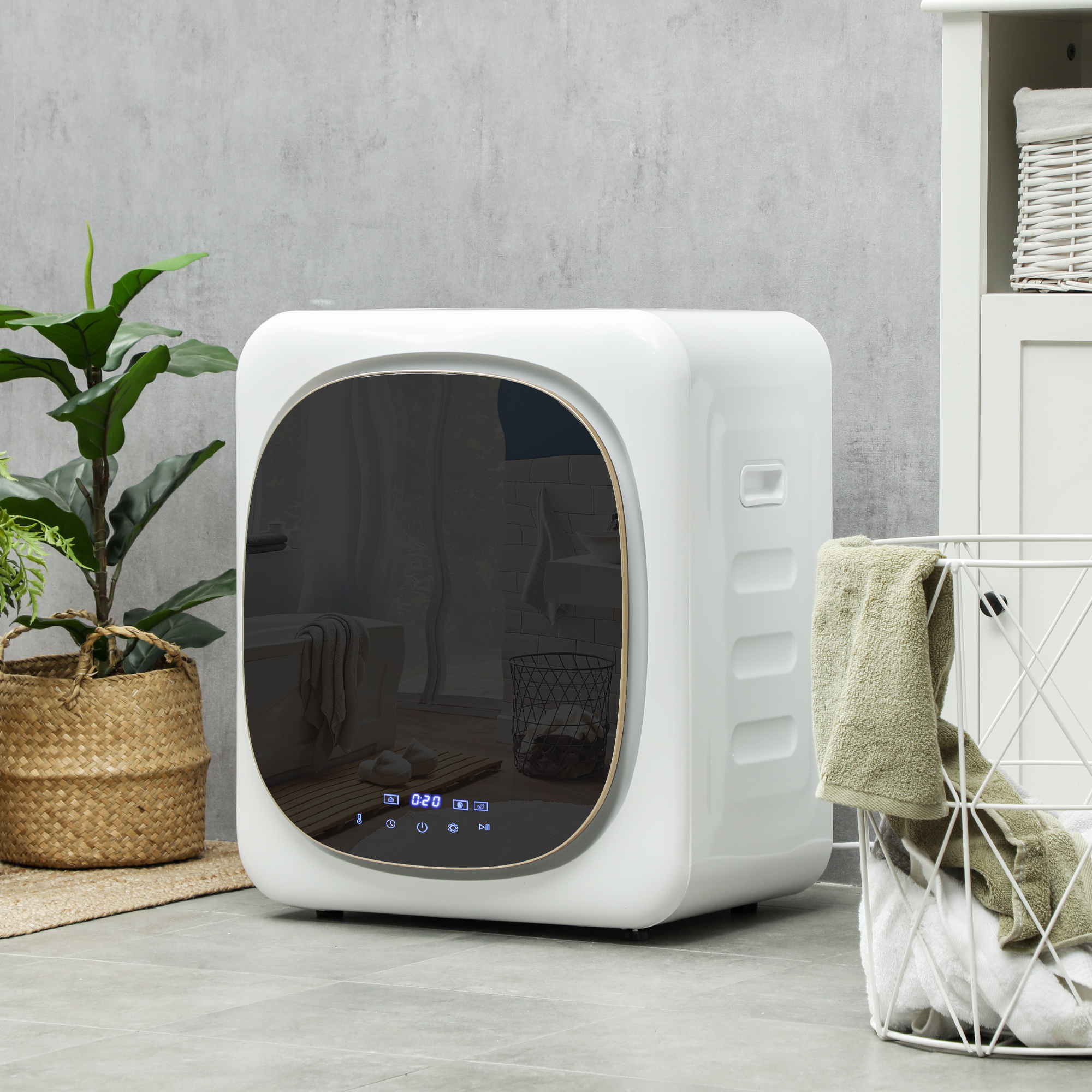 HOMCOM Wasdroger met UV-Desinfectie, Compact Ontwerp, 4 kg Capaciteit, Roestvrijstaal, Wit