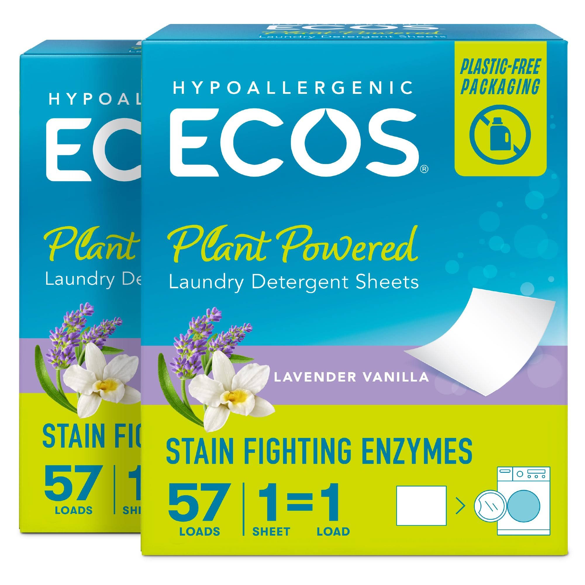 Ecos Laundry Detergent Sheets - Vegan, No Plastic Jug, No Mess & Liquid Free Laundry Sheets in Washer Hypoallergenic, Plant Powered Laundry