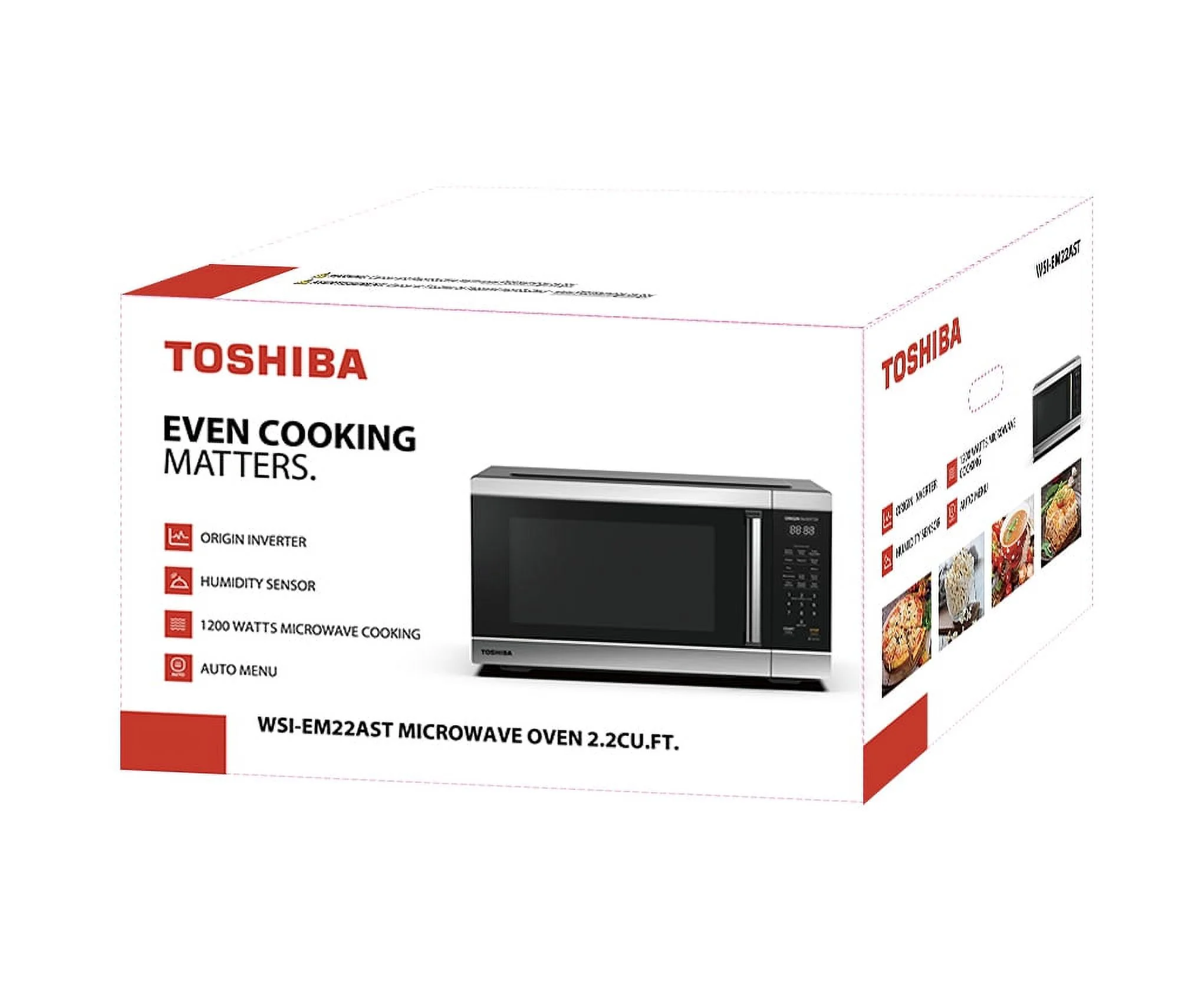Toshiba 2.2 Cu. Ft. Countertop Microwave Oven, 1200 Watts, Stainless Steel