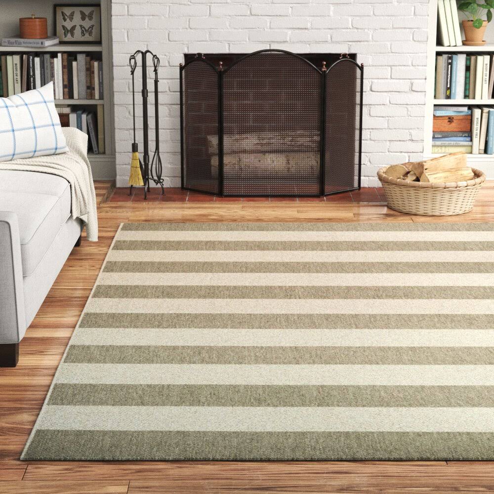Papatya Striped Flatweave Tan Ivory Indoor Outdoor Area Rug Breakwater Bay Rug Size: Rectangle 7'10