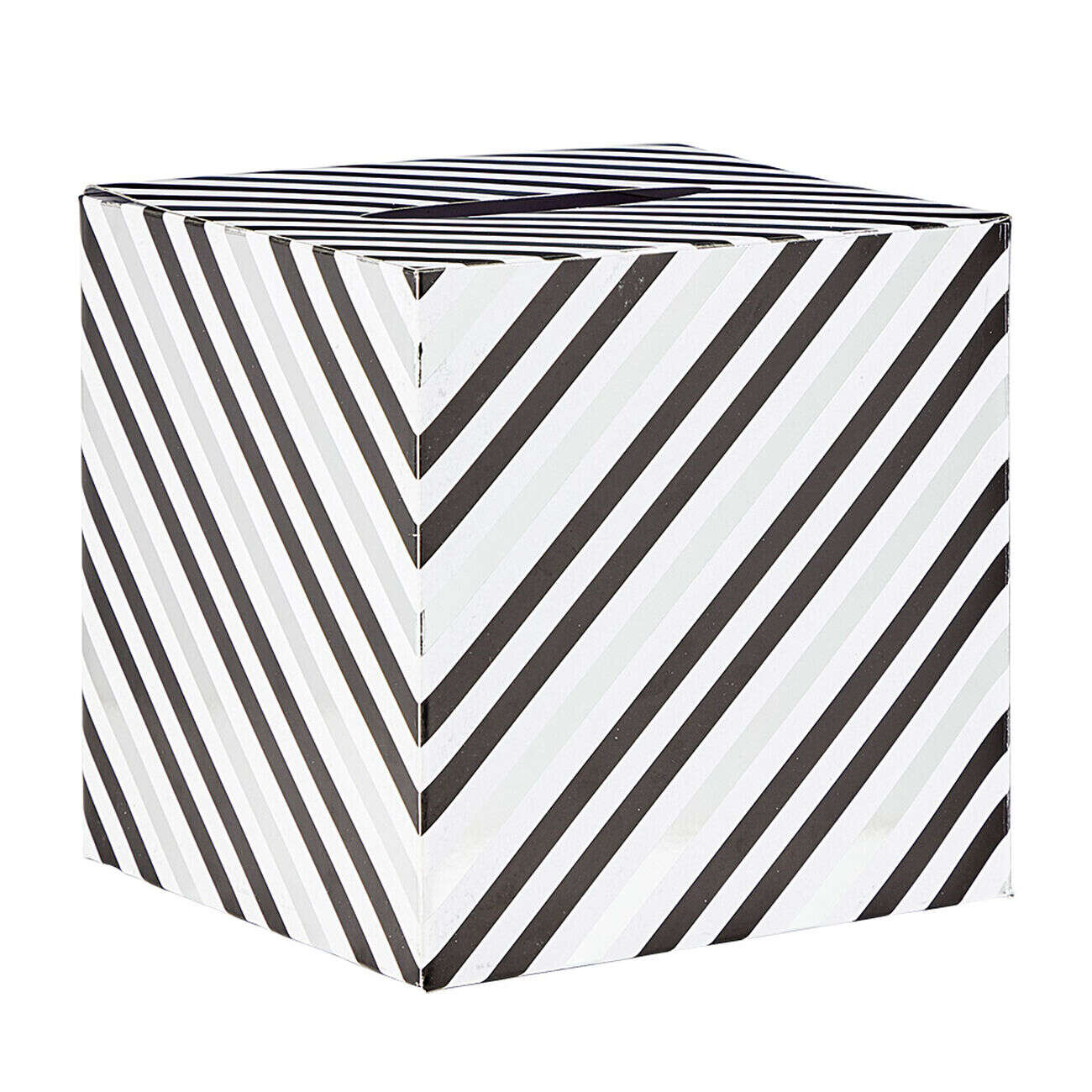 Urne d'anniversaire motif rayé noir et blanc en carton