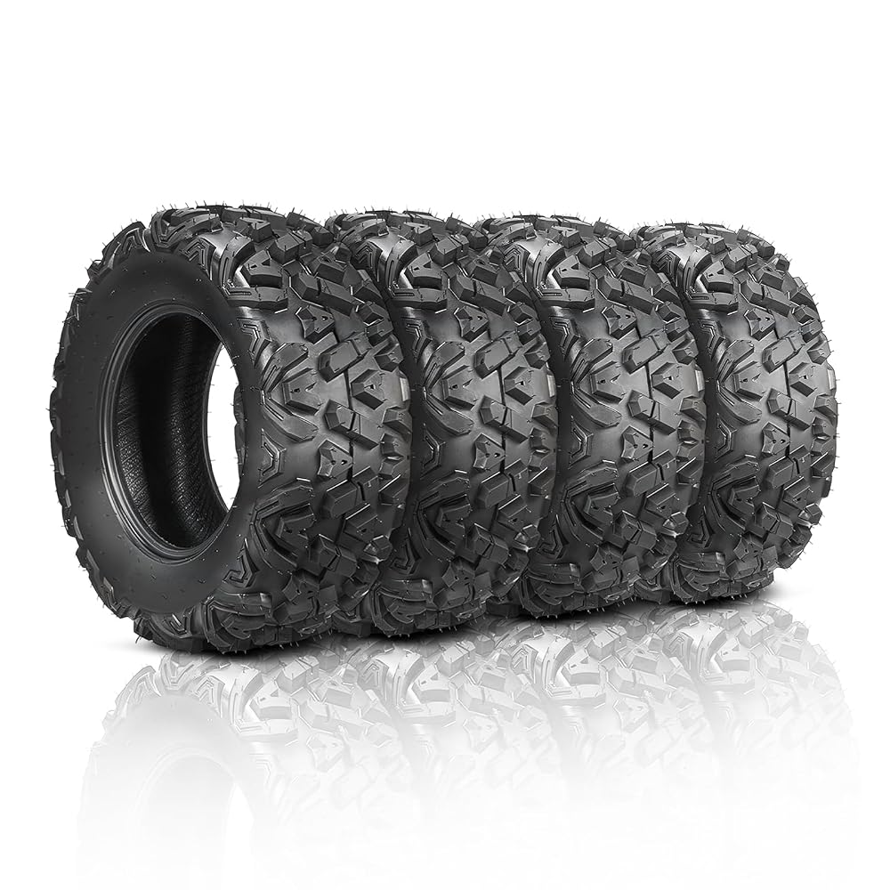 TUFFIOM Set of 4 ATV/UTV All-terrain Tires 25x8-12 Front 25x10-12 Rear, 6 PR, Tubeless