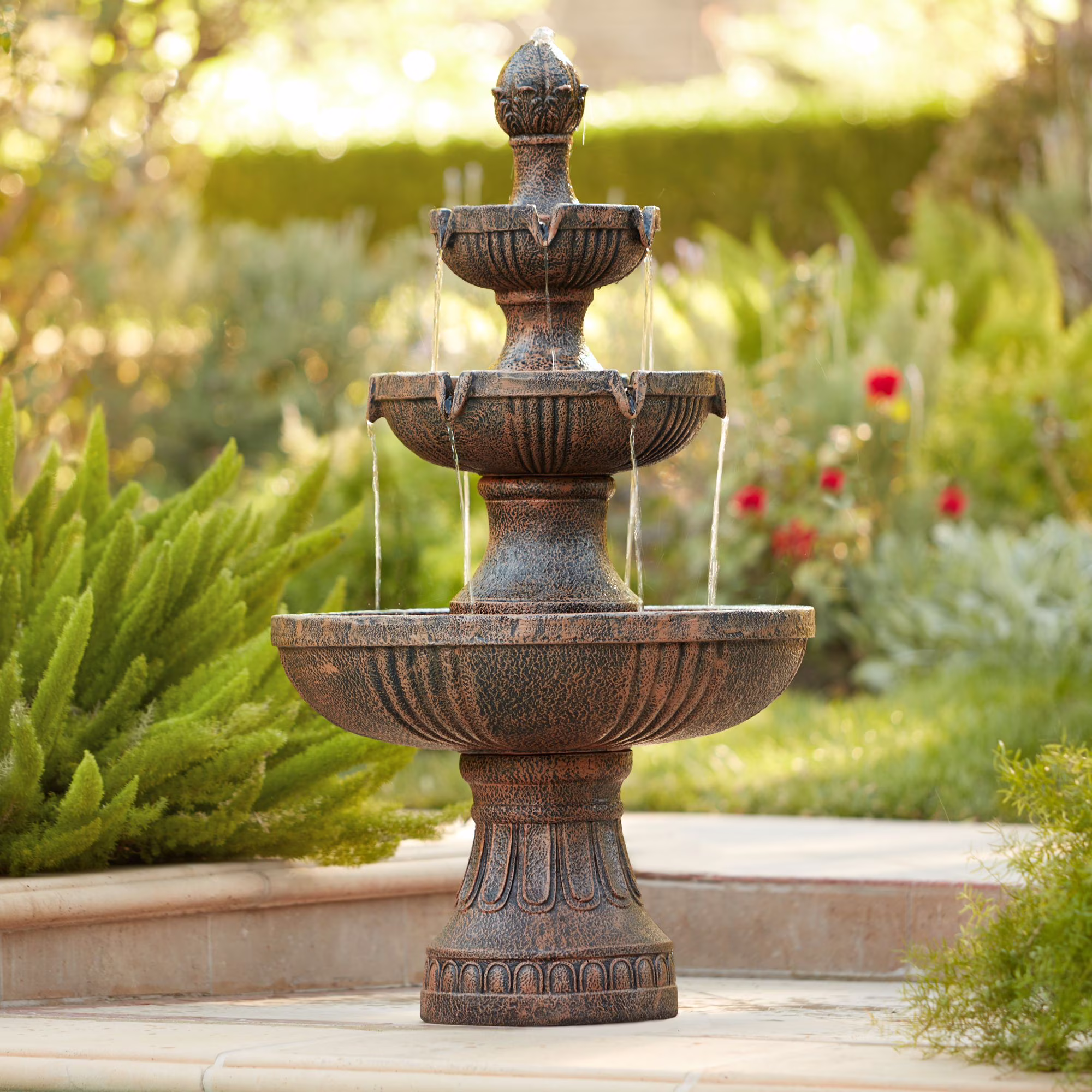 Ravenna 43 High Large Italian Indoor Outdoor Decor Faux Stone Floor Fountain Waterfall Outside Garden Patio