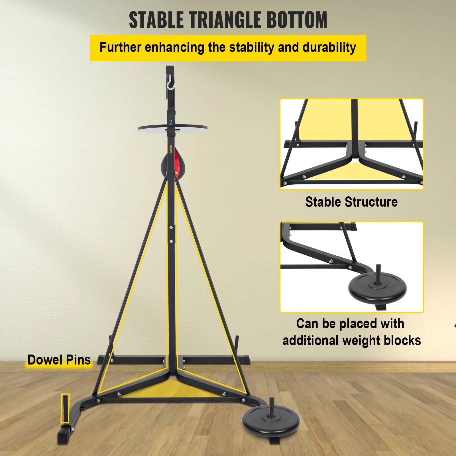 VEVORbrand Free Standing Punching Bag Stand, Unisex Boxing Set, Foldable Single Station Heavy Bag Stand, Punching Ball, Boxing Punching Speed Ball, Boxing Bag with Boxing Rack, for Training Image 6
