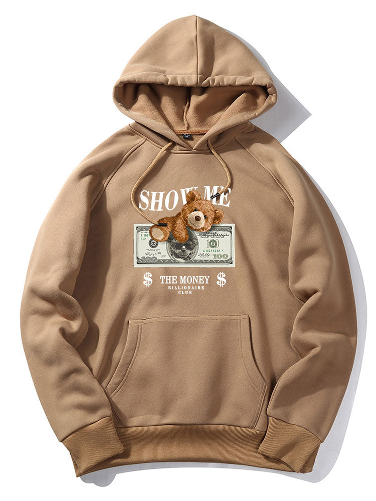 Sweat à capuche imprimé ours en argent