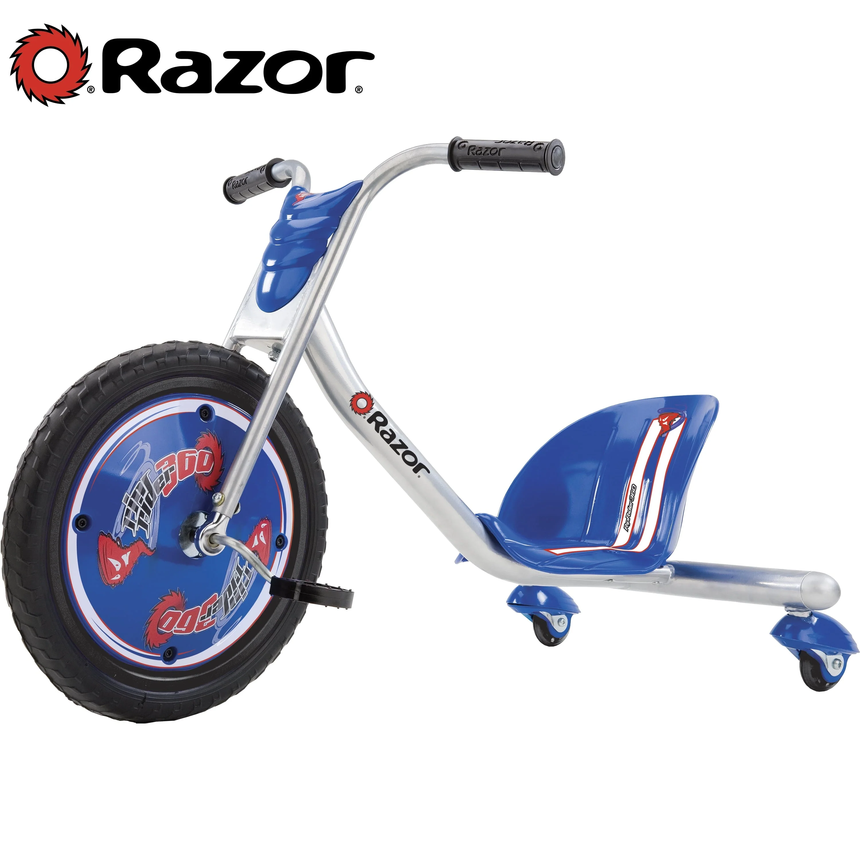 Razor RipRider 360 Drift Trike   Blue, 16" Front Wheel, 3 Wheeled Drifting Ride On, Tricycle with Rear Casters for Kids Ages 5 and Up, Unisex