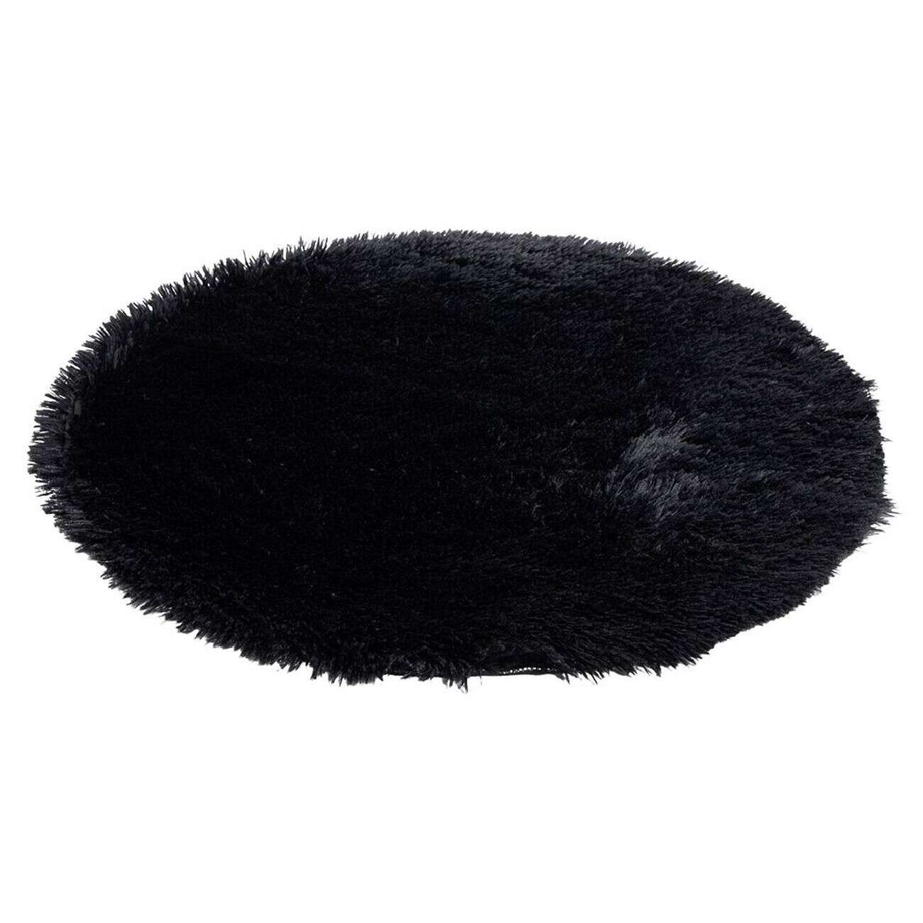 Tapis rond shaggy noir Ø80 cm