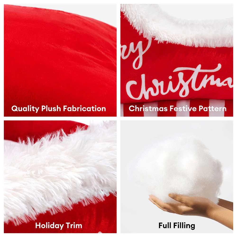 Festive Plush Cozy Dog Bed - Christmas Sleigh